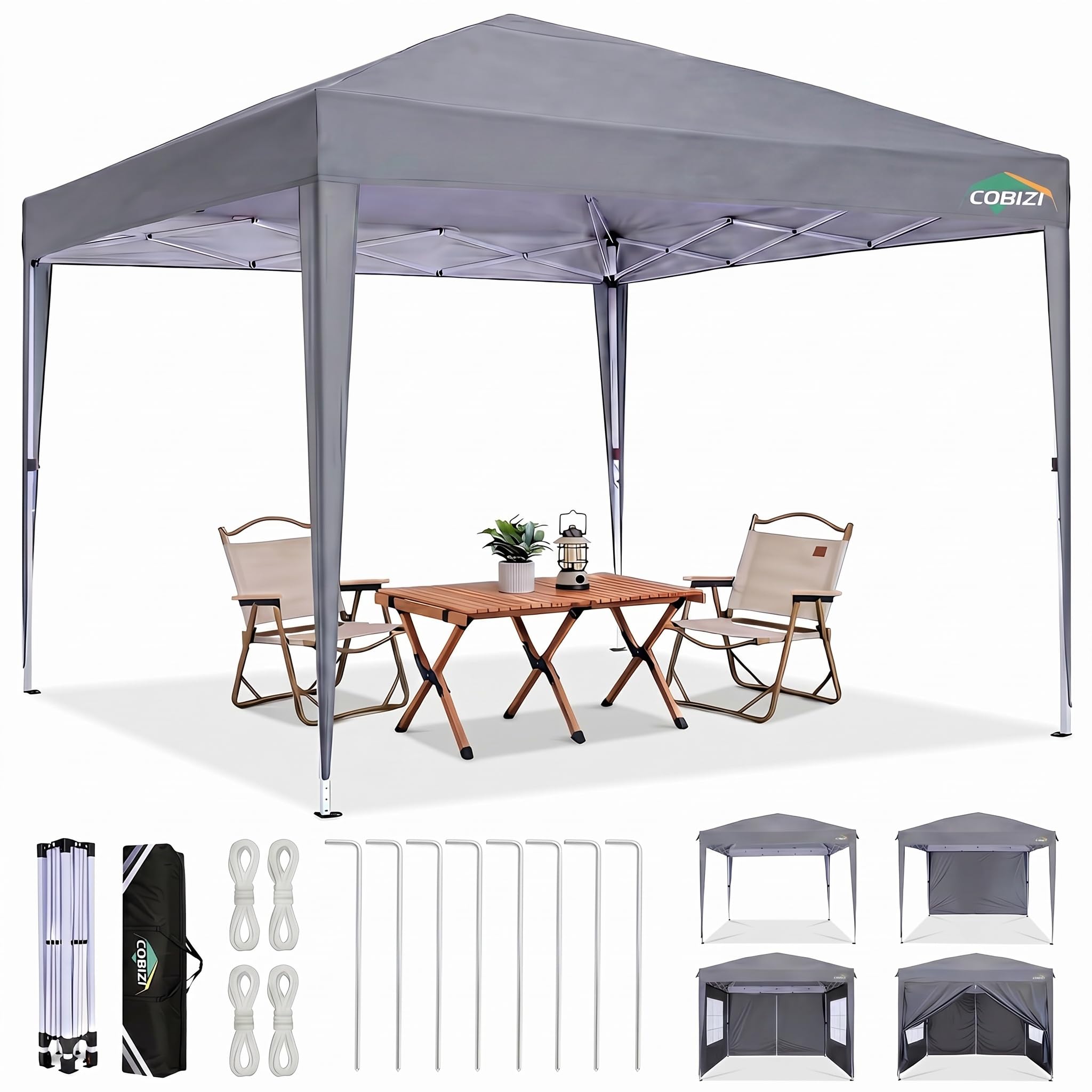 COBIZI 10x20 FT Pop up Canopy Tent with Sidewalls, Party Tents for Parties, Carpas para Fiestas, Easy Set Large Outdoor Popup Patio Gazebo for Backyard,Weddings,Vendor,Commercial Event,White (Upgrade)