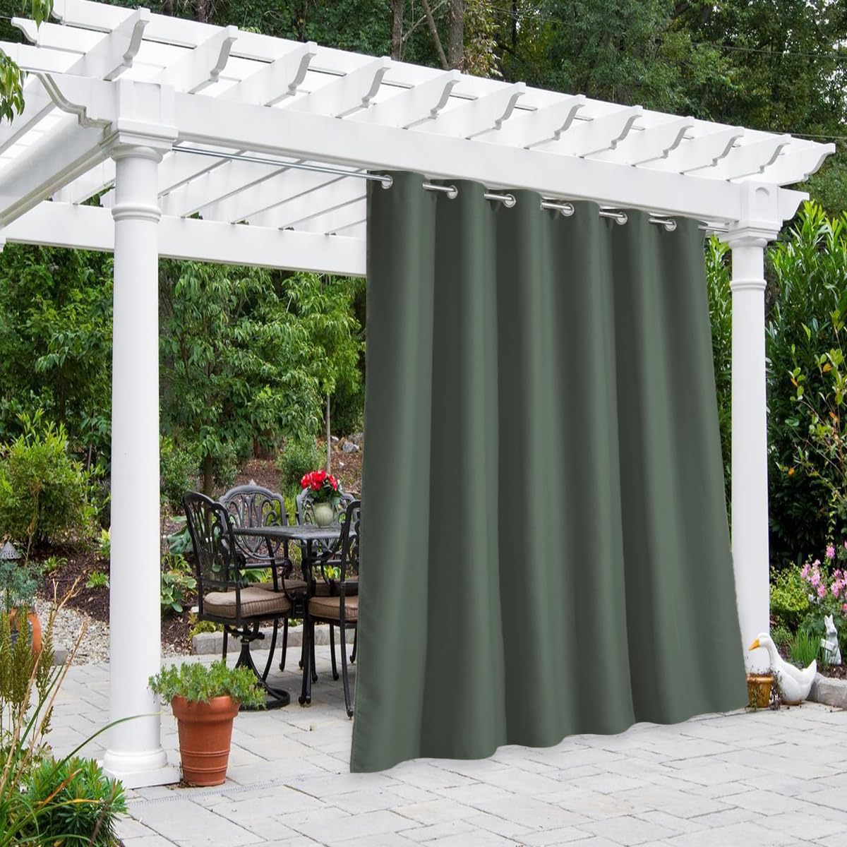 NICETOWN Outdoor Curtains for Patio Waterproof 95" L, Blackout Gazebo Curtain for Pergola/Porch Weatherproof, UV & Privacy Protection Outside Drape, 52" Wide, 1 Panel, Biscotti Beige