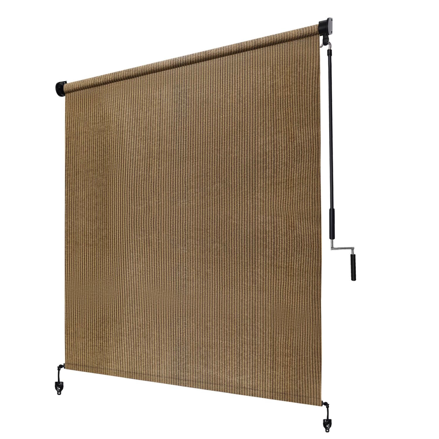 KANAGAWA Outdoor Roller Shade 8'X8' Mocha Exterior Cordless Patio Roll Up Shades for Outside Pergola Porch, Outdoor Blinds for Patio