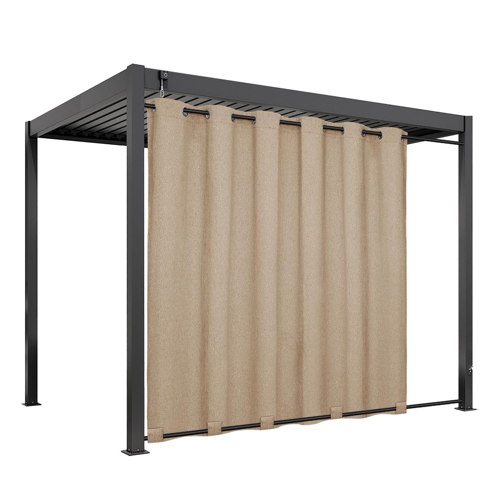 Easy-Going Linen Look Outdoor Curtains Waterproof Windproof Porch Curtains, Soft Thicken Outdoor Privacy Curtains for Patio, Gazebo, Grommet Top and Tab Bottom Drape, 1 Panel, 54x84 inch, White