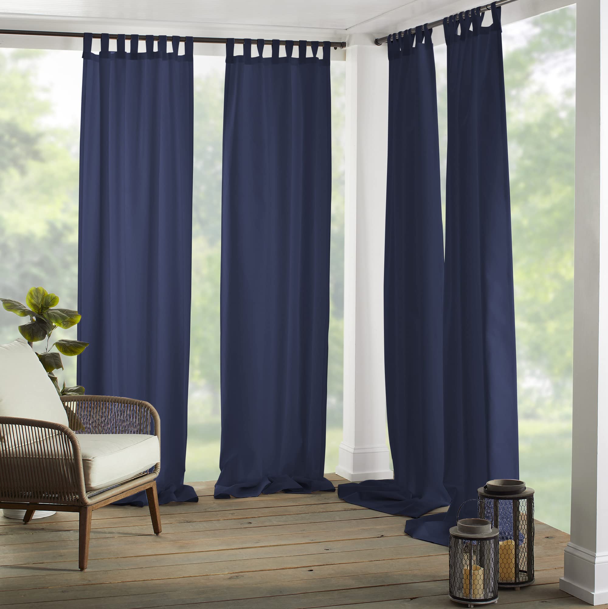 Elrene Home Fashions Matine Weatherproof Tab-Top Indoor/Outdoor Solid Color Curtain Panel for Porch, Pergola, Patio, Deck, 52”W x 84”L, Red