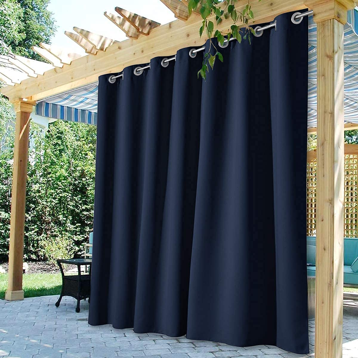 StangH 2 Panels Outdoor Curtains for Patio Waterproof, Blackout Windproof Weatherproof Thermal Insulated Drapes for Pergola/Porch, Thick Privacy Room Dividers for Pool, Grey, W52 x L84