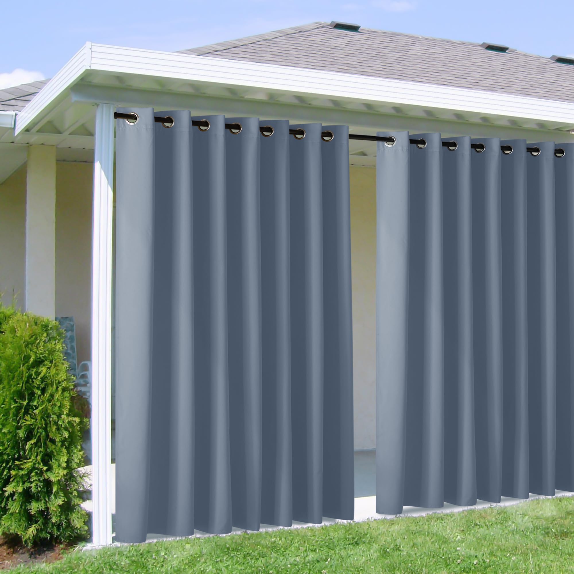 NICETOWN Outdoor Curtains for Patio Waterproof 95" L, Blackout Gazebo Curtain for Pergola/Porch Weatherproof, UV & Privacy Protection Outside Drape, 52" Wide, 1 Panel, Biscotti Beige