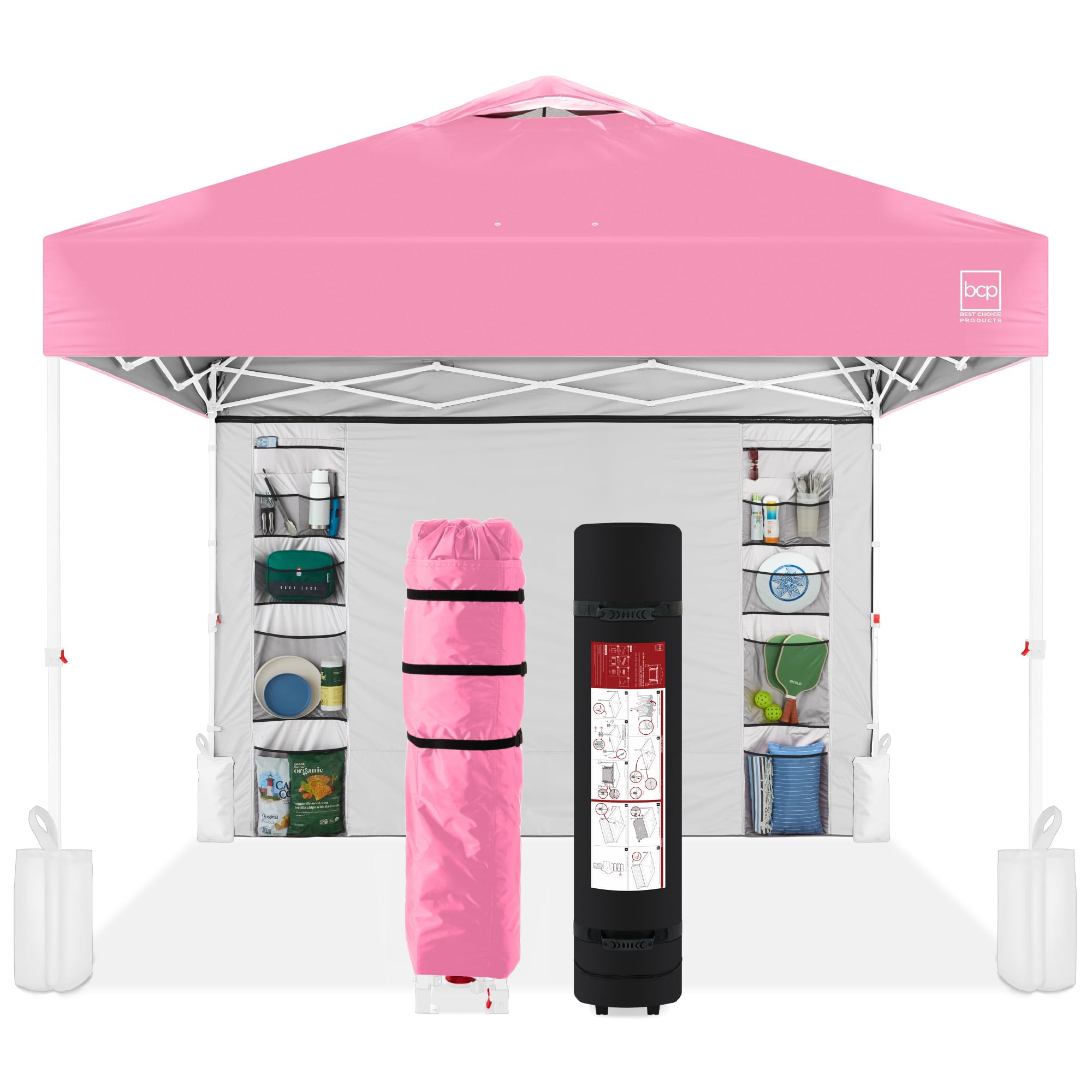 Best Choice Products 10x10ft Pop Up Canopy Tent, Outdoor Shade, 1 Person 1 Minute Set Up, Carry Case, 4 Weight Bags - White