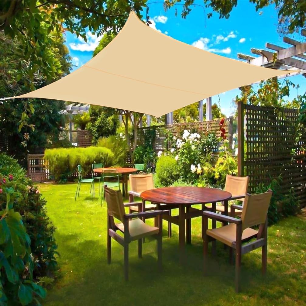 Sun Shade Sail Waterproof Rectangle Block Garden Sunscreen Awning Canopy with Free Rope, Breathable Patio Sail pergola for Outdoor Party,Beige,2m×3m
