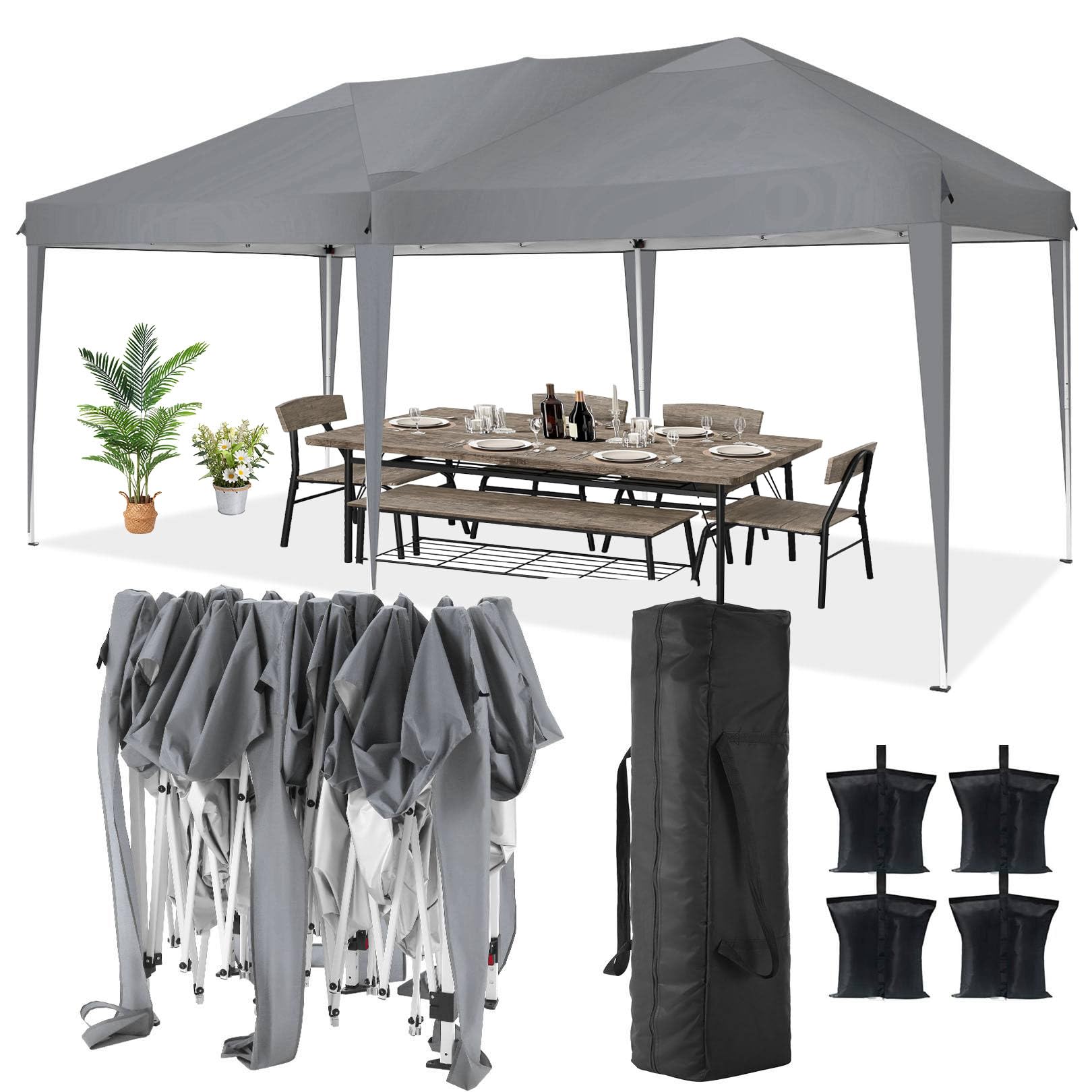 COBIZI 10x20 FT Pop up Canopy Tent with Sidewalls, Party Tents for Parties, Carpas para Fiestas, Easy Set Large Outdoor Popup Patio Gazebo for Backyard,Weddings,Vendor,Commercial Event,White (Upgrade)