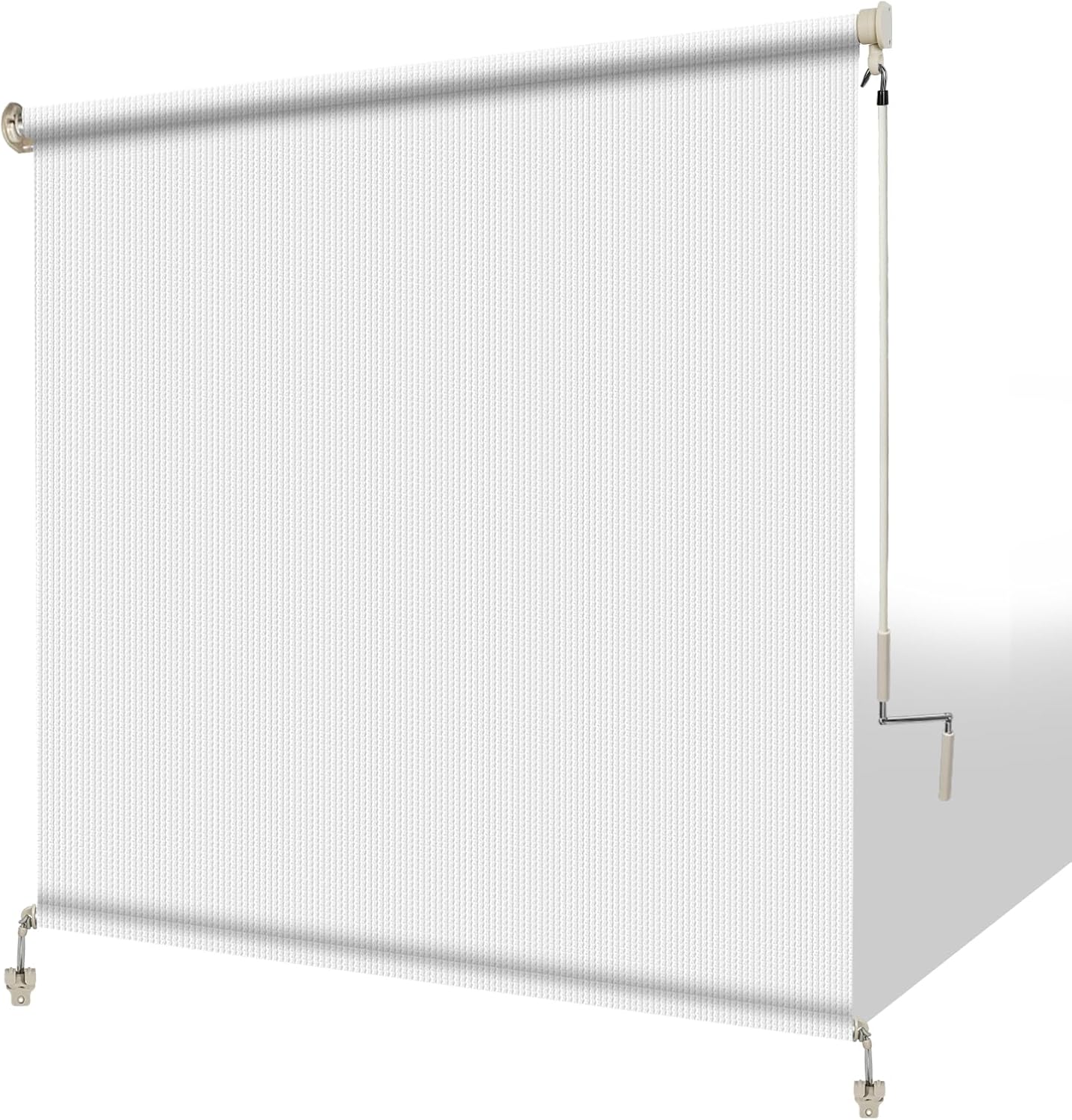 Shade&Beyond Outdoor Roller Shades with Splicing Design, 8' W x 8' H Cordless Patio Roll Up Blinds, Exterior Shade Cloth Roll for Porch, Gazebo, Pergola, Balcony, White