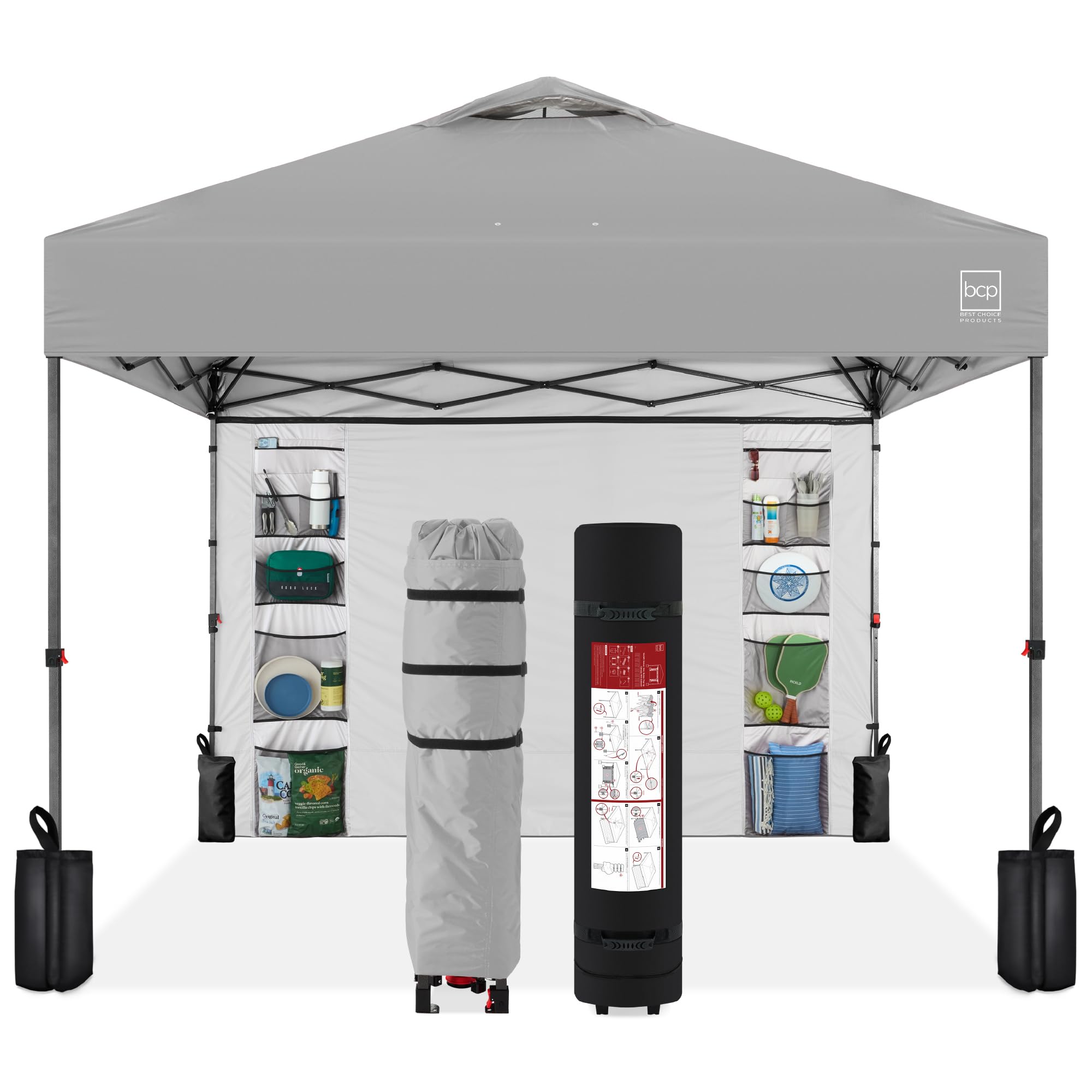 Best Choice Products 10x10ft Pop Up Canopy Tent, Outdoor Shade, 1 Person 1 Minute Set Up, Carry Case, 4 Weight Bags - White