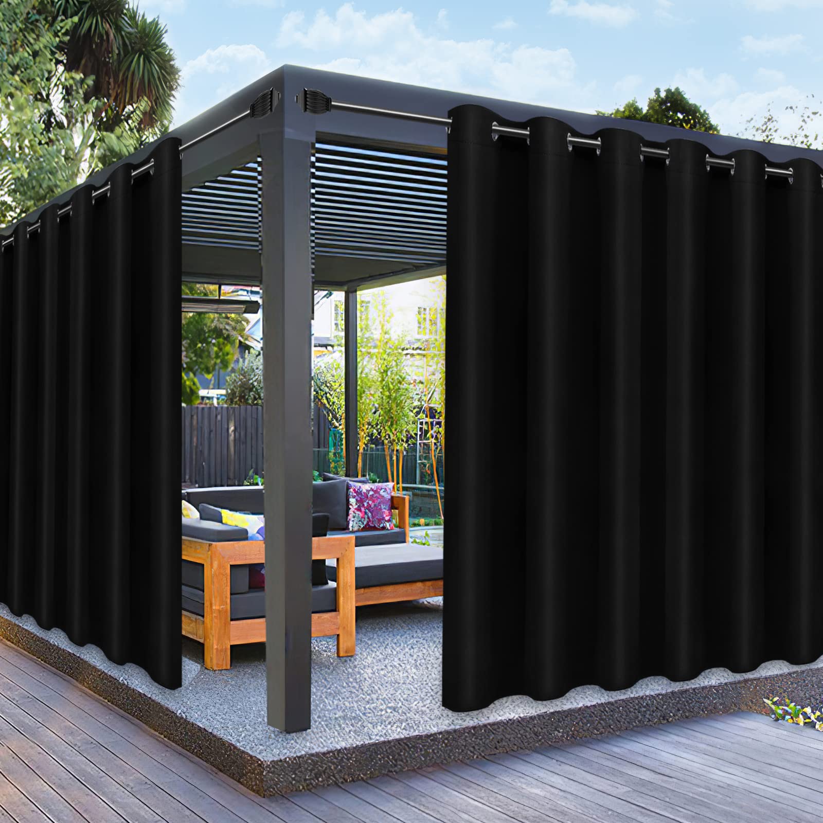 PureFit Outdoor Curtains for Patio Waterproof Weatherproof, UV Resistant Outside Curtains for Gazebo, Front Porch, Pergola, Sun Blocking Privacy Curtain, 52 x 84 inch, 1 Panel, Camel