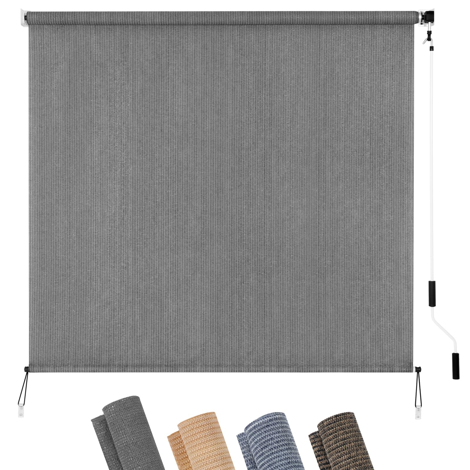 KELIXU Patio Shades Roll Up Outdoor Blind, 6' W x 8' H Cordless Sun Shade Privacy Screen with 90% UV Protection Exterior Roller Shade Cloth for Porch Pergola Backyard Windows Balcony, Walnut