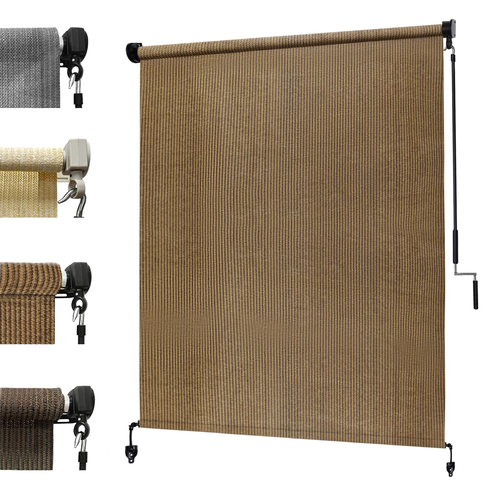 KANAGAWA 10'(W) x8'(H) Mocha Outdoor Roller Shade - Cordless Exterior Roll Up Sun Shade for Patio, Pergola, Front Porch, Gazebo - Outdoor Blinds Screens for Patio