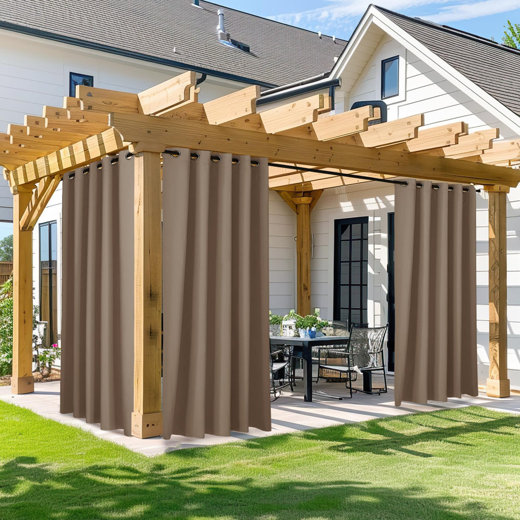 NICETOWN Outdoor Curtains for Patio Waterproof 95" L, Blackout Gazebo Curtain for Pergola/Porch Weatherproof, UV & Privacy Protection Outside Drape, 52" Wide, 1 Panel, Biscotti Beige