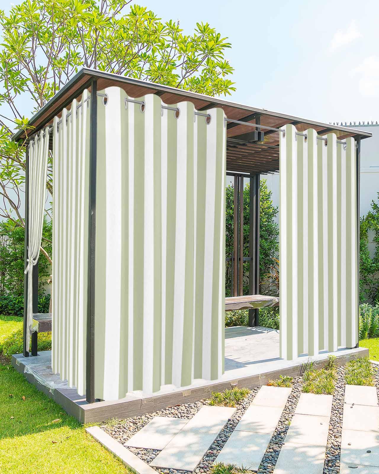 Striped Outdoor Curtains for Patio Waterproof Weatherproof,Black and White Outdoor Curtains,Sun Blocking Privacy Grommet Outside Curtains Weighted Drapes for Gazebo Porch Pergola,1 Panel,54W x 108L
