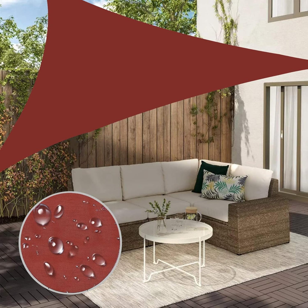 Waterproof Sun Shade Sail Canopy, Triangle Outdoor Cover for Patio, Deck, Backyard & Balcony, UV Resistant, Water-Repellent, Red Wine, 8.6x8.6x8.6m