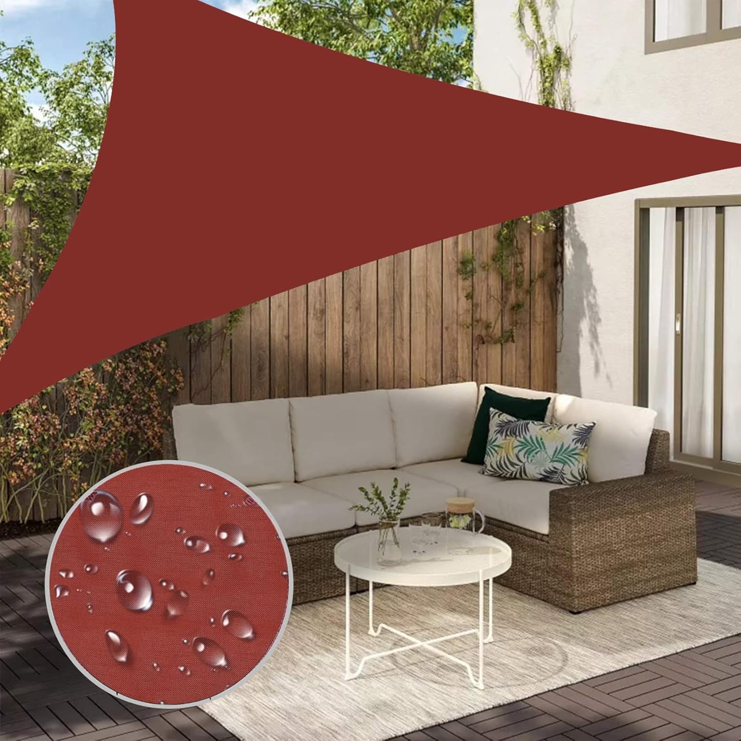 Waterproof Sun Shade Sail Canopy, Triangle Outdoor Cover for Patio, Deck, Backyard & Balcony, UV Resistant, Water-Repellent, Red Wine, 8.6x8.6x8.6m