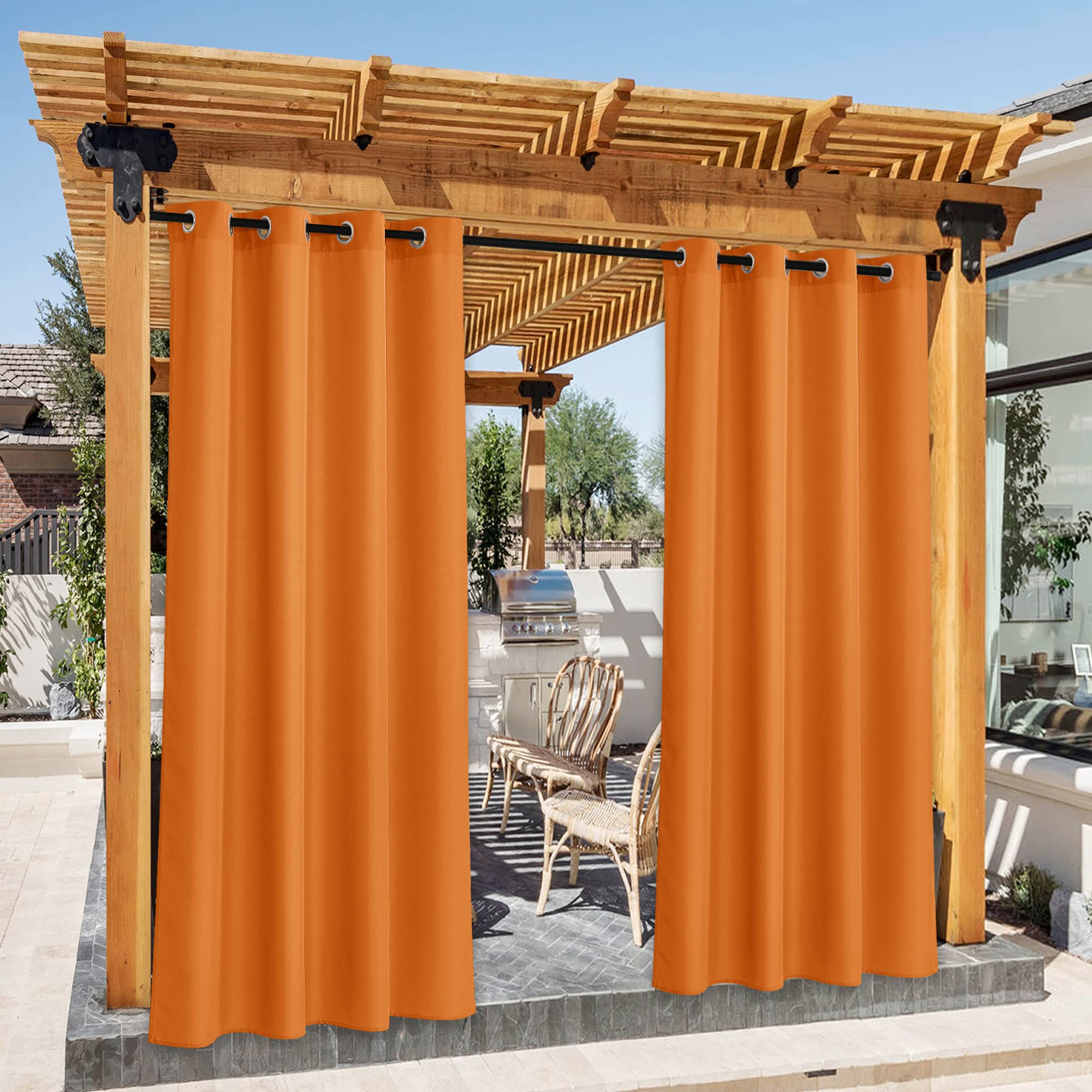NICETOWN Outdoor Curtains for Patio Waterproof 95" L, Blackout Gazebo Curtain for Pergola/Porch Weatherproof, UV & Privacy Protection Outside Drape, 52" Wide, 1 Panel, Biscotti Beige