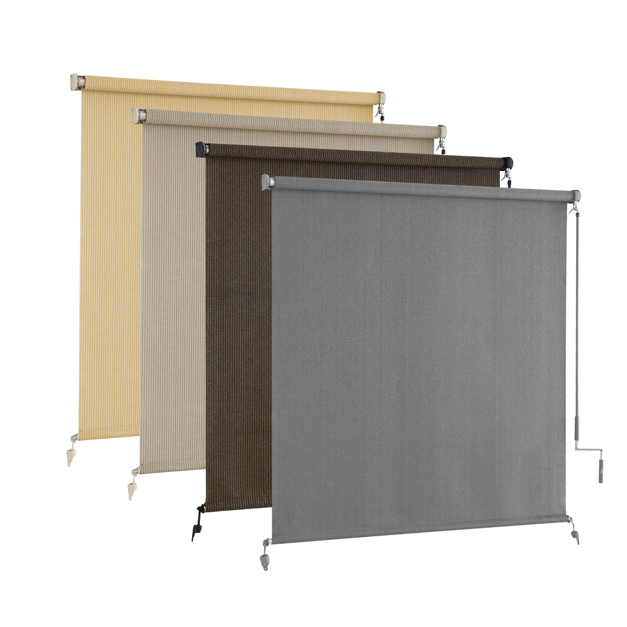 AOSKY Sun Shades Outdoor Patio - Cordless Outdoor Roller Shades for Porch, Roll Up Blinds Cloth for Pergola Balcony Backyard Windows, 96" W x 96" H, Sesame