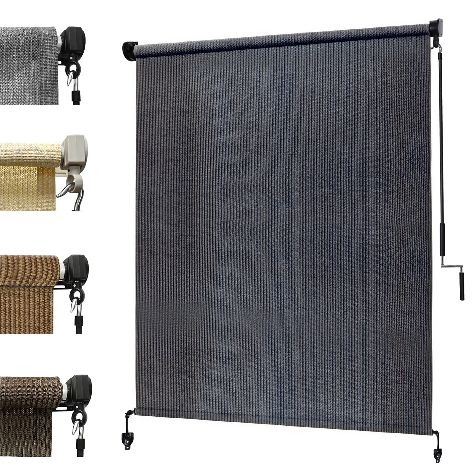 KANAGAWA 10'(W) x8'(H) Mocha Outdoor Roller Shade - Cordless Exterior Roll Up Sun Shade for Patio, Pergola, Front Porch, Gazebo - Outdoor Blinds Screens for Patio