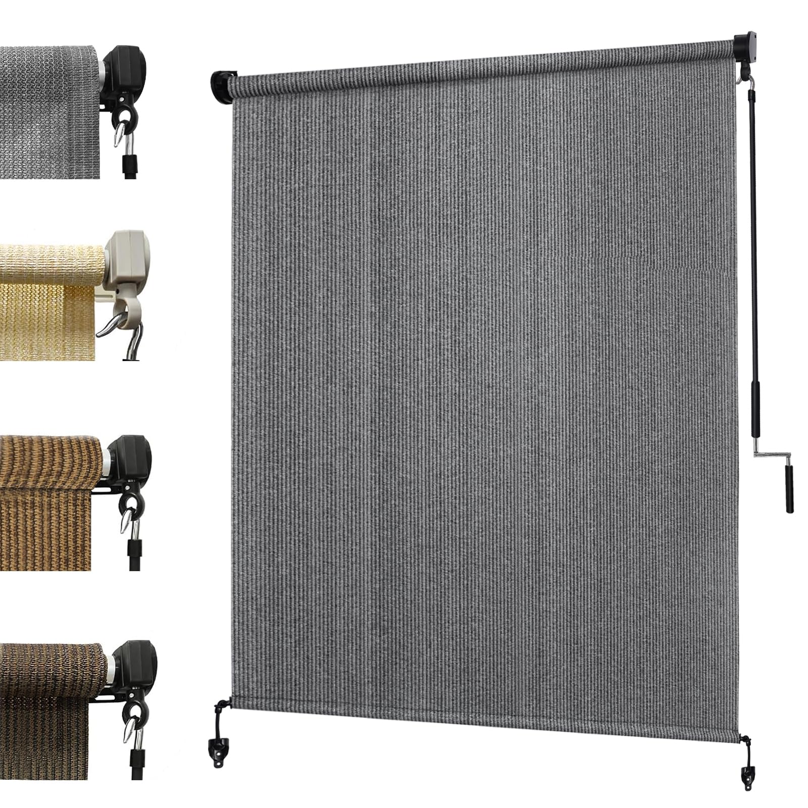 KANAGAWA 10'(W) x8'(H) Mocha Outdoor Roller Shade - Cordless Exterior Roll Up Sun Shade for Patio, Pergola, Front Porch, Gazebo - Outdoor Blinds Screens for Patio