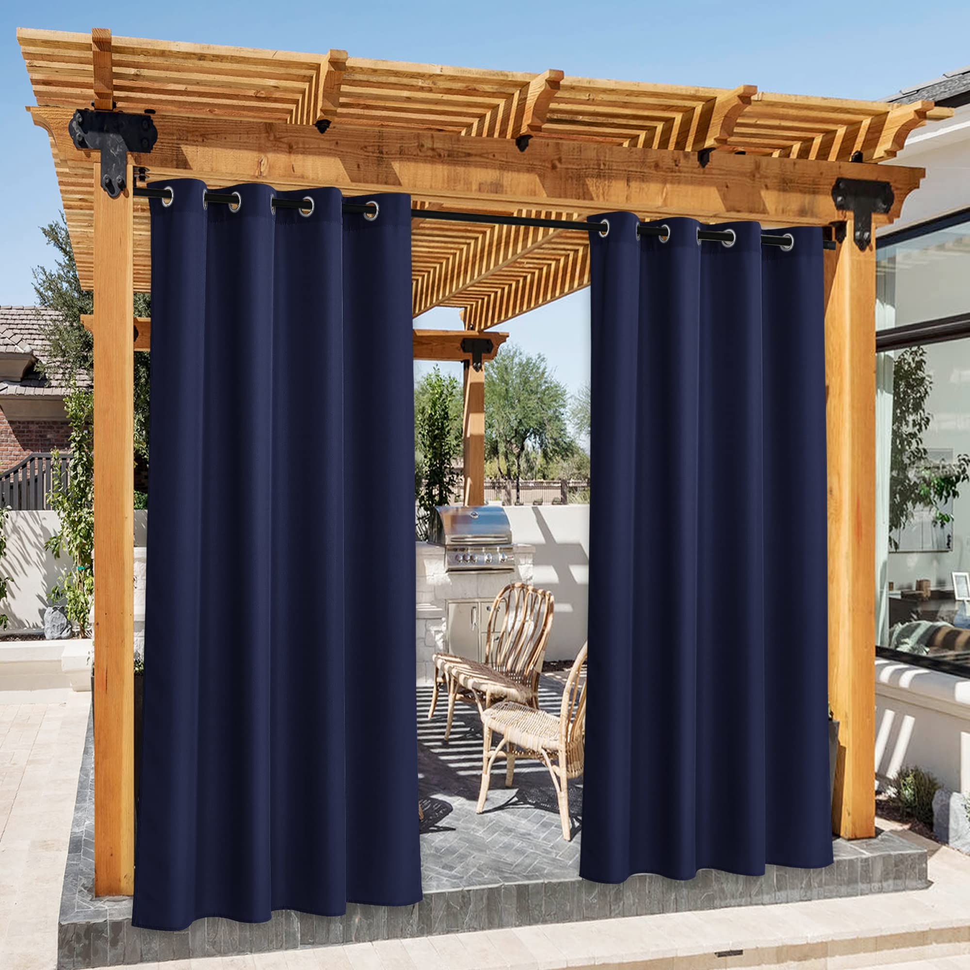 NICETOWN Outdoor Curtains for Patio Waterproof 95" L, Blackout Gazebo Curtain for Pergola/Porch Weatherproof, UV & Privacy Protection Outside Drape, 52" Wide, 1 Panel, Biscotti Beige
