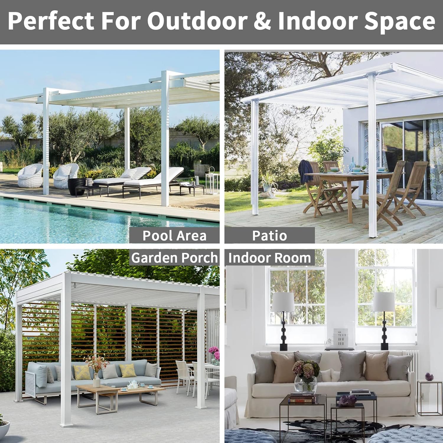 Easy-Going Linen Look Outdoor Curtains Waterproof Windproof Porch Curtains, Soft Thicken Outdoor Privacy Curtains for Patio, Gazebo, Grommet Top and Tab Bottom Drape, 1 Panel, 54x84 inch, White