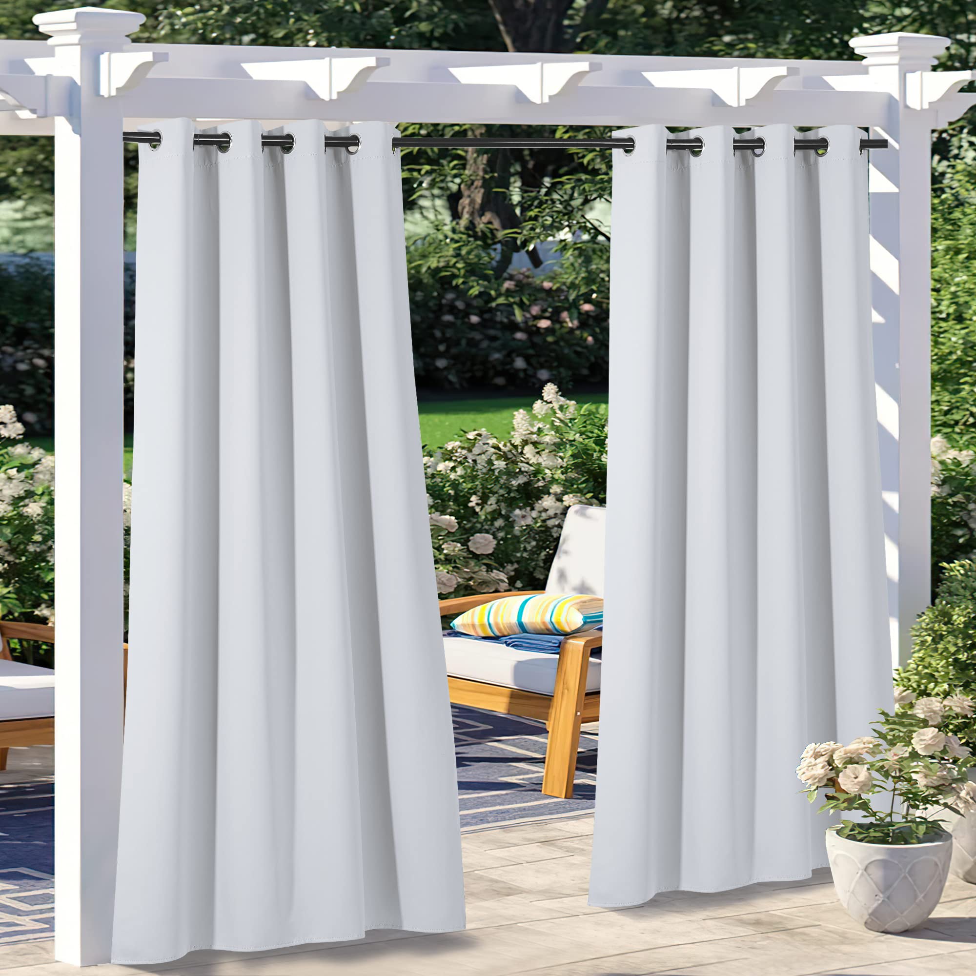 NICETOWN Outdoor Curtains for Patio Waterproof 95" L, Blackout Gazebo Curtain for Pergola/Porch Weatherproof, UV & Privacy Protection Outside Drape, 52" Wide, 1 Panel, Biscotti Beige
