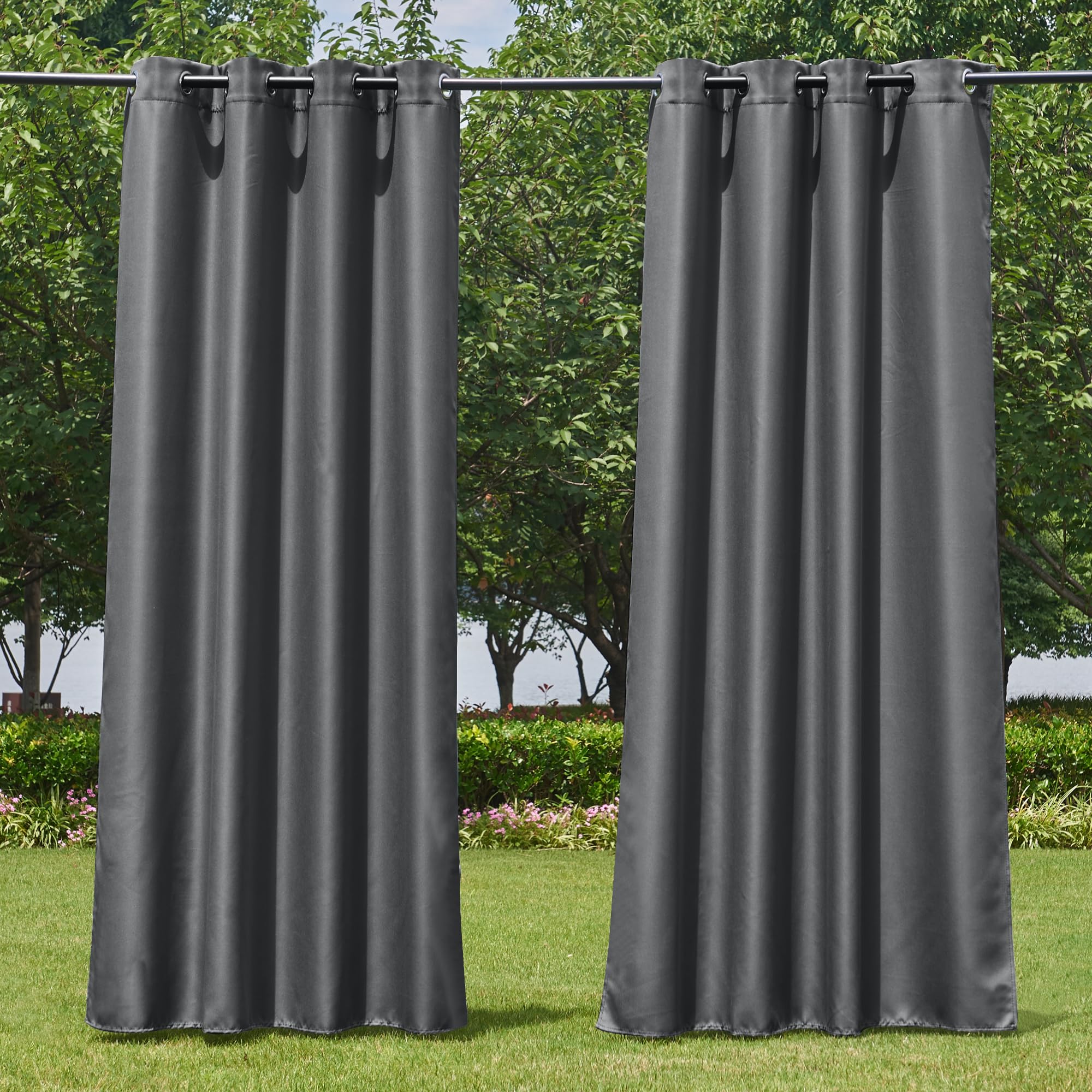 NICETOWN Outdoor Curtains for Patio Waterproof 95" L, Blackout Gazebo Curtain for Pergola/Porch Weatherproof, UV & Privacy Protection Outside Drape, 52" Wide, 1 Panel, Biscotti Beige
