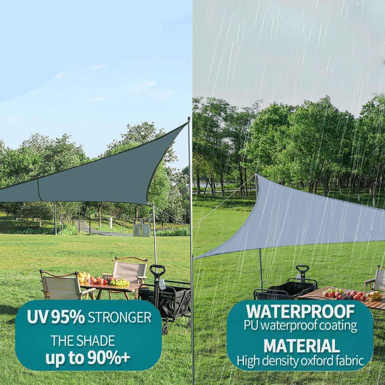 Waterproof Sun Shade Sail Shade Cloth for Patio 10x10x14ft, Garden Sun Shade Right Triangle UV-Block Sunscreen Sail Breathable Shelter Fabric Screen with Roped, 10x10x16ft