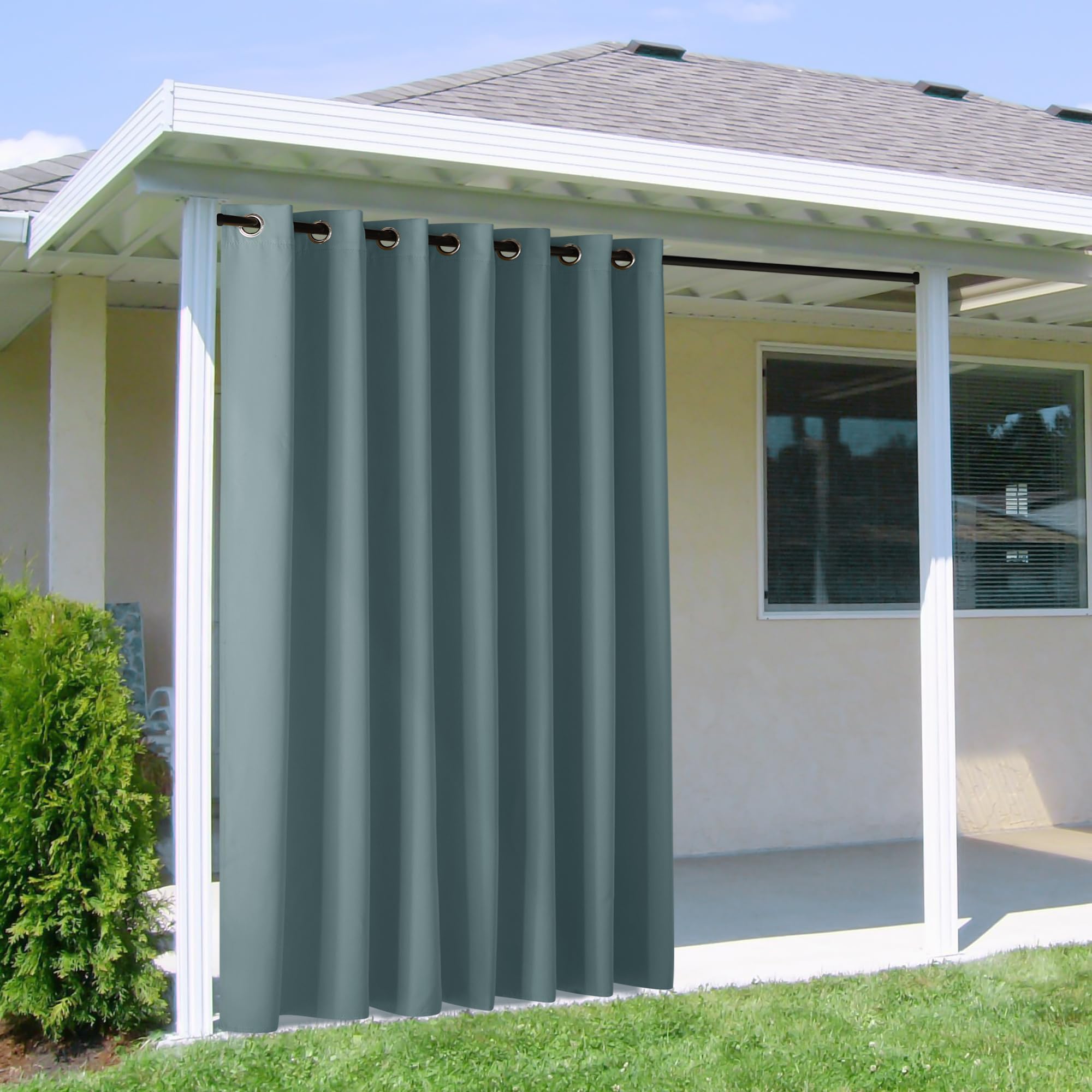 NICETOWN Outdoor Curtains for Patio Waterproof 95" L, Blackout Gazebo Curtain for Pergola/Porch Weatherproof, UV & Privacy Protection Outside Drape, 52" Wide, 1 Panel, Biscotti Beige