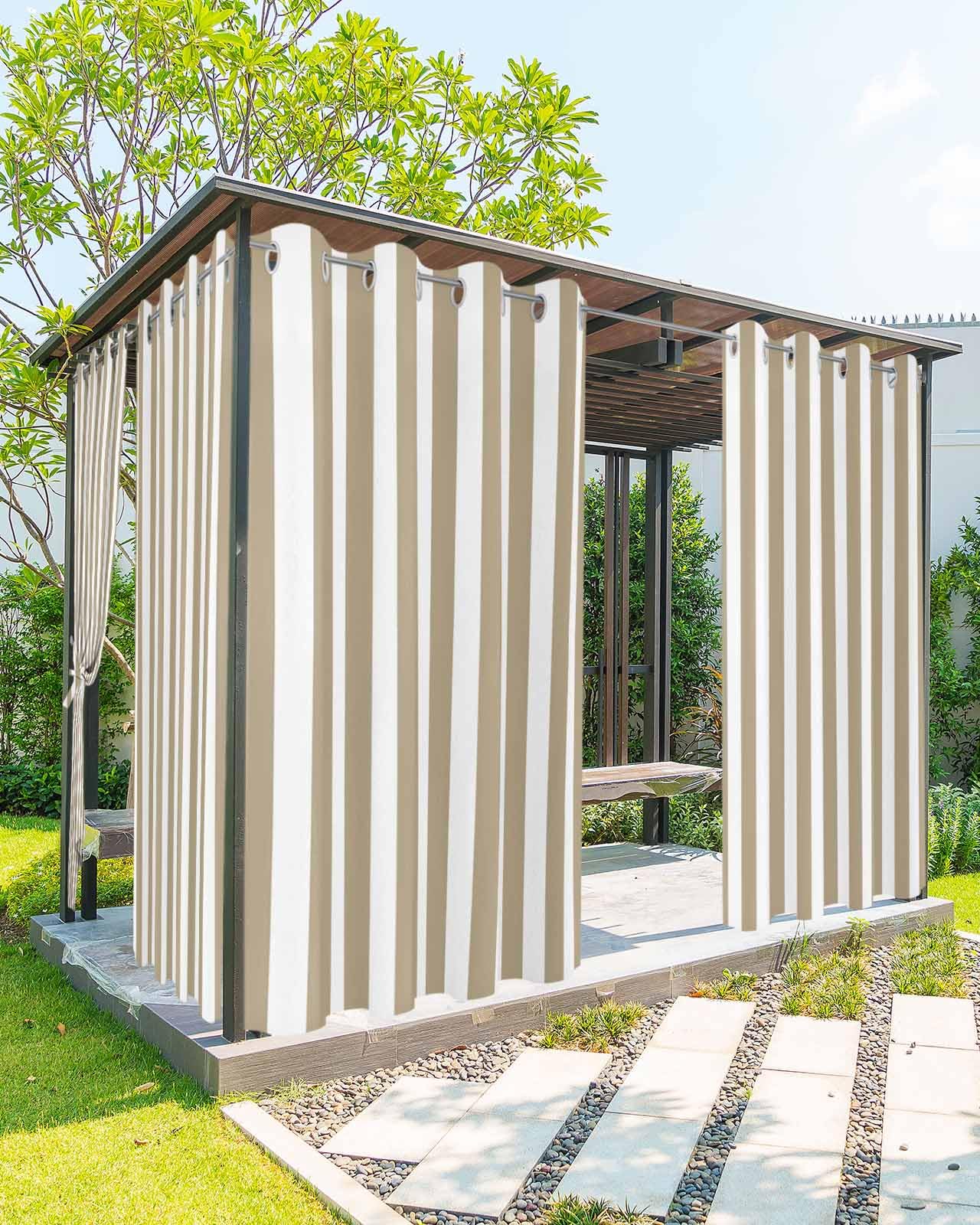 Striped Outdoor Curtains for Patio Waterproof Weatherproof,Black and White Outdoor Curtains,Sun Blocking Privacy Grommet Outside Curtains Weighted Drapes for Gazebo Porch Pergola,1 Panel,54W x 108L