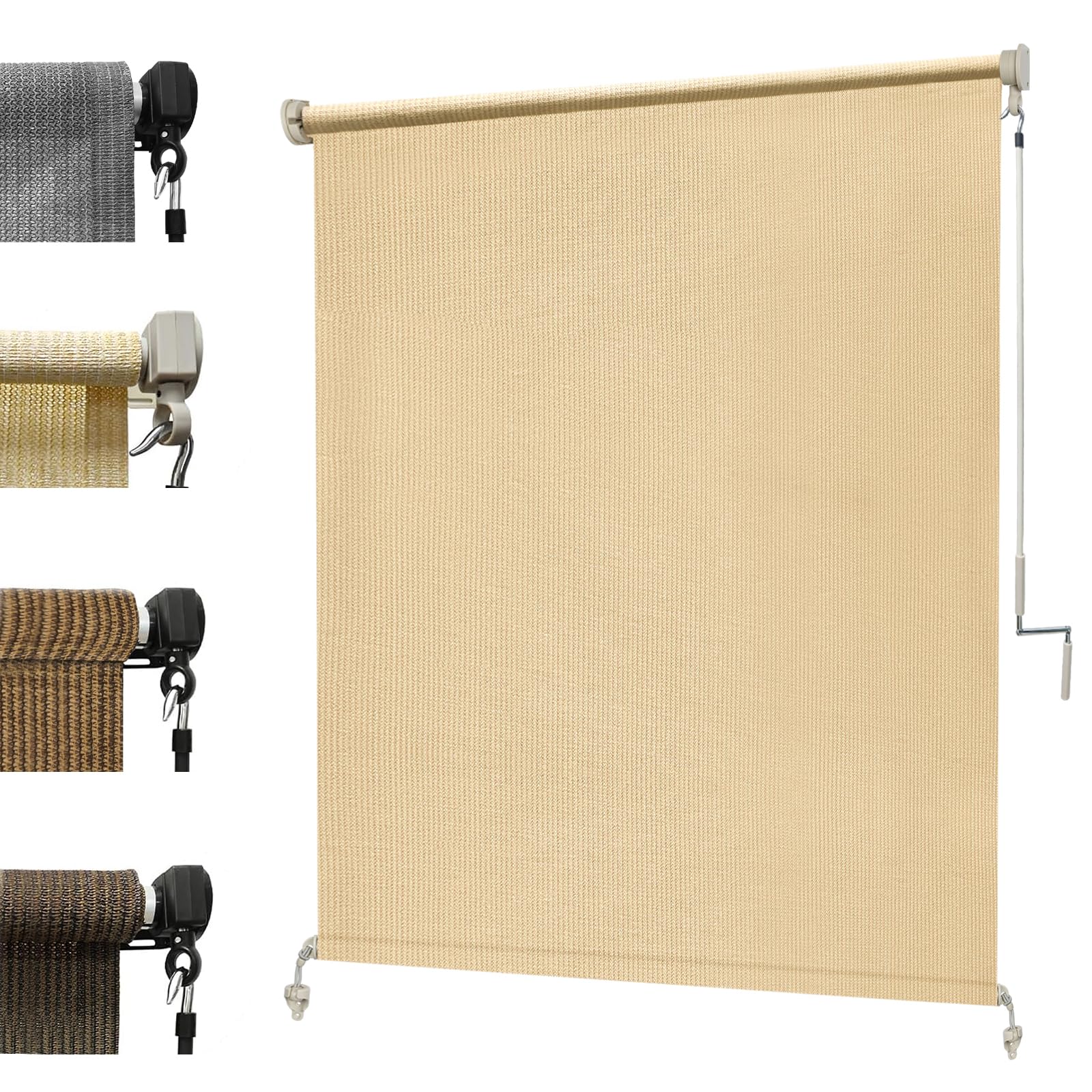 KANAGAWA 10'(W) x8'(H) Mocha Outdoor Roller Shade - Cordless Exterior Roll Up Sun Shade for Patio, Pergola, Front Porch, Gazebo - Outdoor Blinds Screens for Patio