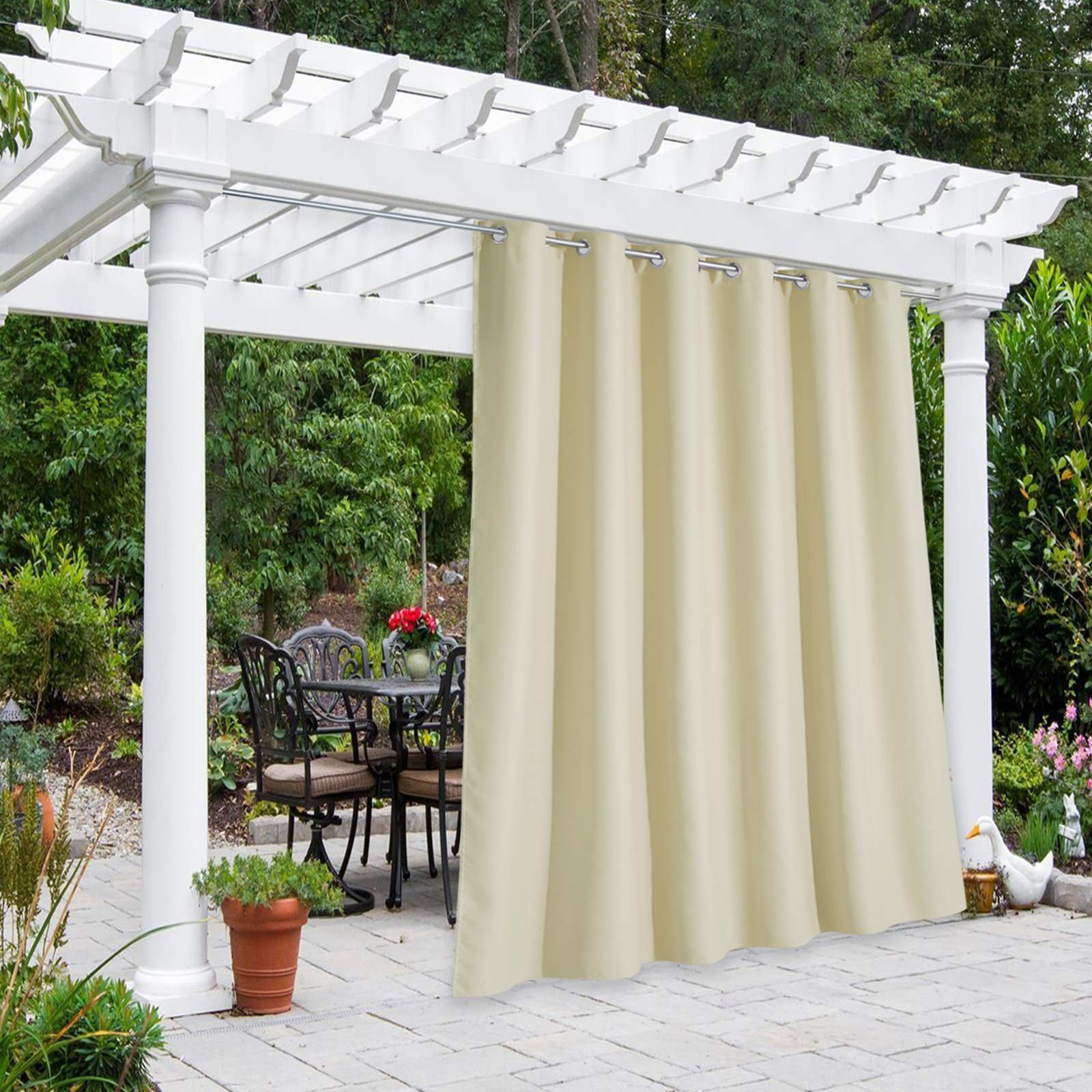 NICETOWN Outdoor Curtains for Patio Waterproof 95" L, Blackout Gazebo Curtain for Pergola/Porch Weatherproof, UV & Privacy Protection Outside Drape, 52" Wide, 1 Panel, Biscotti Beige