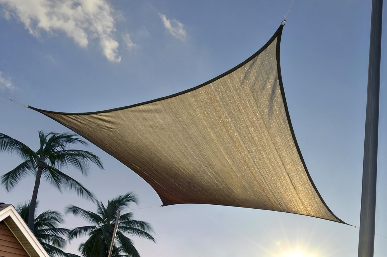 ShelterLogic Shade Sail Triangle - Heavyweight (Attachment Point/Pole Not Included) 12 X 12 Ft. Sand