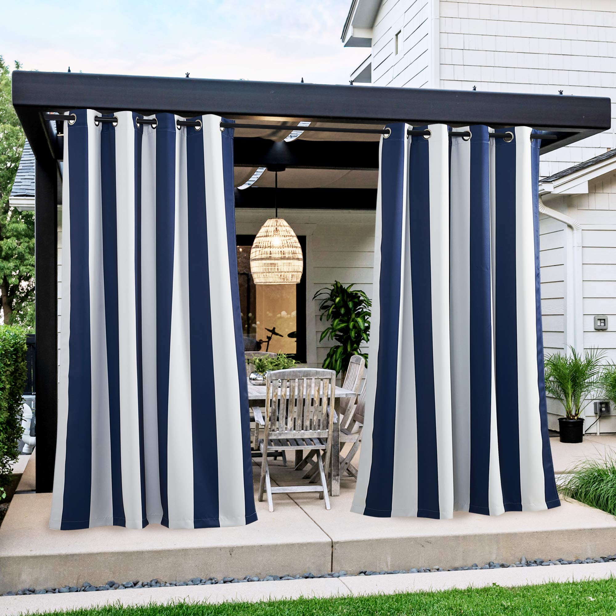 NICETOWN Outdoor Curtains for Patio Waterproof 95" L, Blackout Gazebo Curtain for Pergola/Porch Weatherproof, UV & Privacy Protection Outside Drape, 52" Wide, 1 Panel, Biscotti Beige
