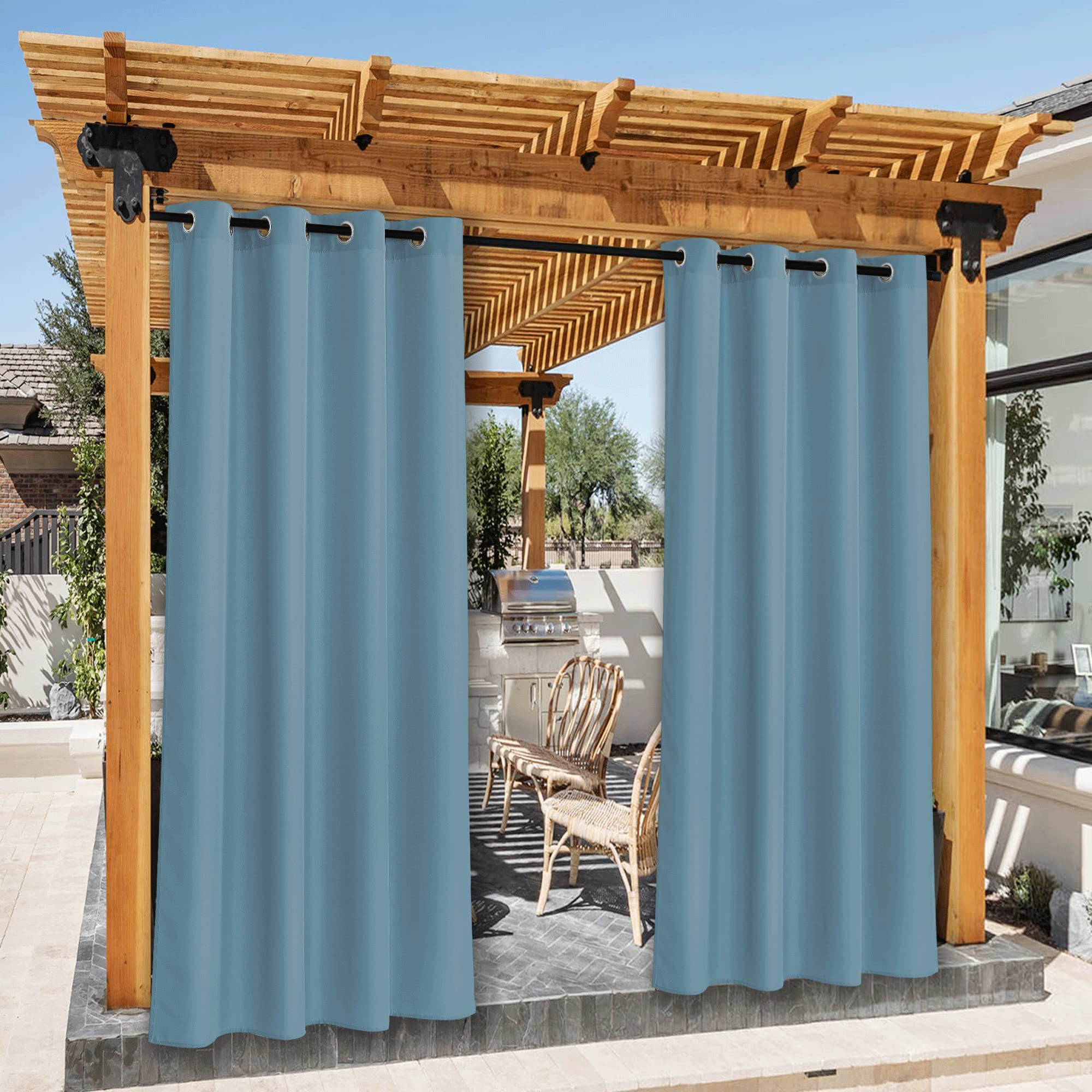 NICETOWN Outdoor Curtains for Patio Waterproof 95" L, Blackout Gazebo Curtain for Pergola/Porch Weatherproof, UV & Privacy Protection Outside Drape, 52" Wide, 1 Panel, Biscotti Beige