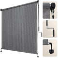 Artpuch Outdoor Roller Shades with Splicing Design, 10' W x 8' H Exterior Cordless Patio Shades Roll Up Blinds for Porch, Gazebo, Pergola, Balcony, Grey