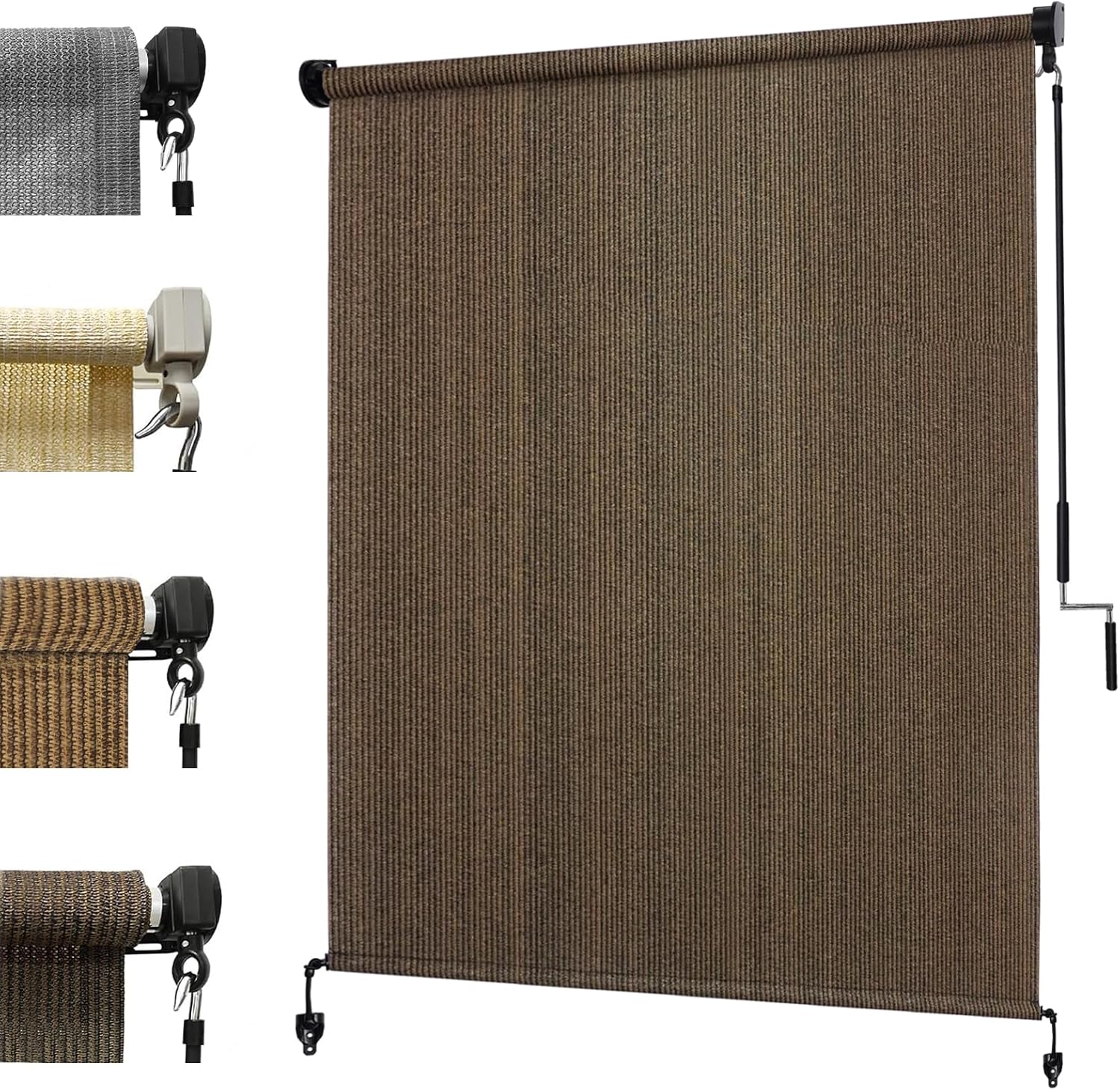 KANAGAWA 10'(W) x8'(H) Mocha Outdoor Roller Shade - Cordless Exterior Roll Up Sun Shade for Patio, Pergola, Front Porch, Gazebo - Outdoor Blinds Screens for Patio