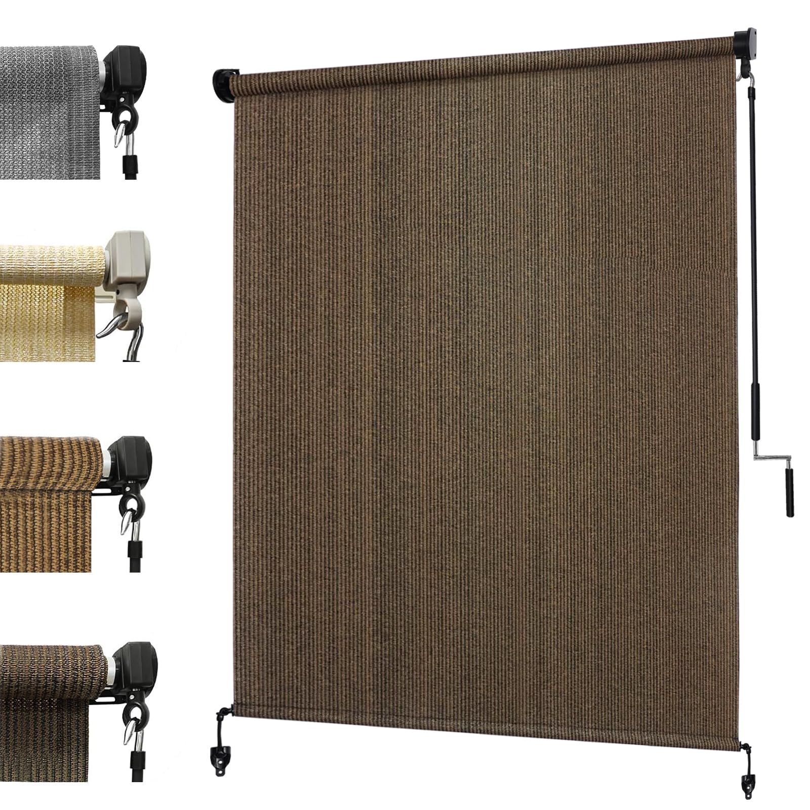 KANAGAWA 10'(W) x8'(H) Mocha Outdoor Roller Shade - Cordless Exterior Roll Up Sun Shade for Patio, Pergola, Front Porch, Gazebo - Outdoor Blinds Screens for Patio