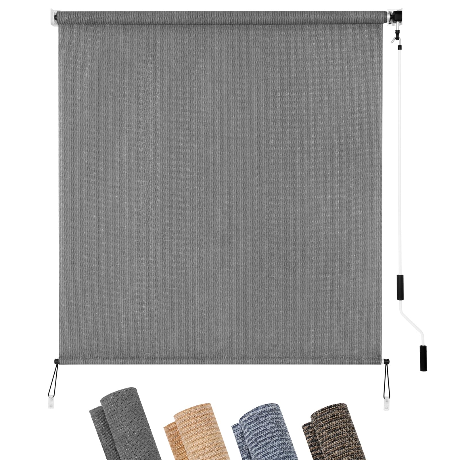 KELIXU Patio Shades Roll Up Outdoor Blind, 6' W x 8' H Cordless Sun Shade Privacy Screen with 90% UV Protection Exterior Roller Shade Cloth for Porch Pergola Backyard Windows Balcony, Walnut