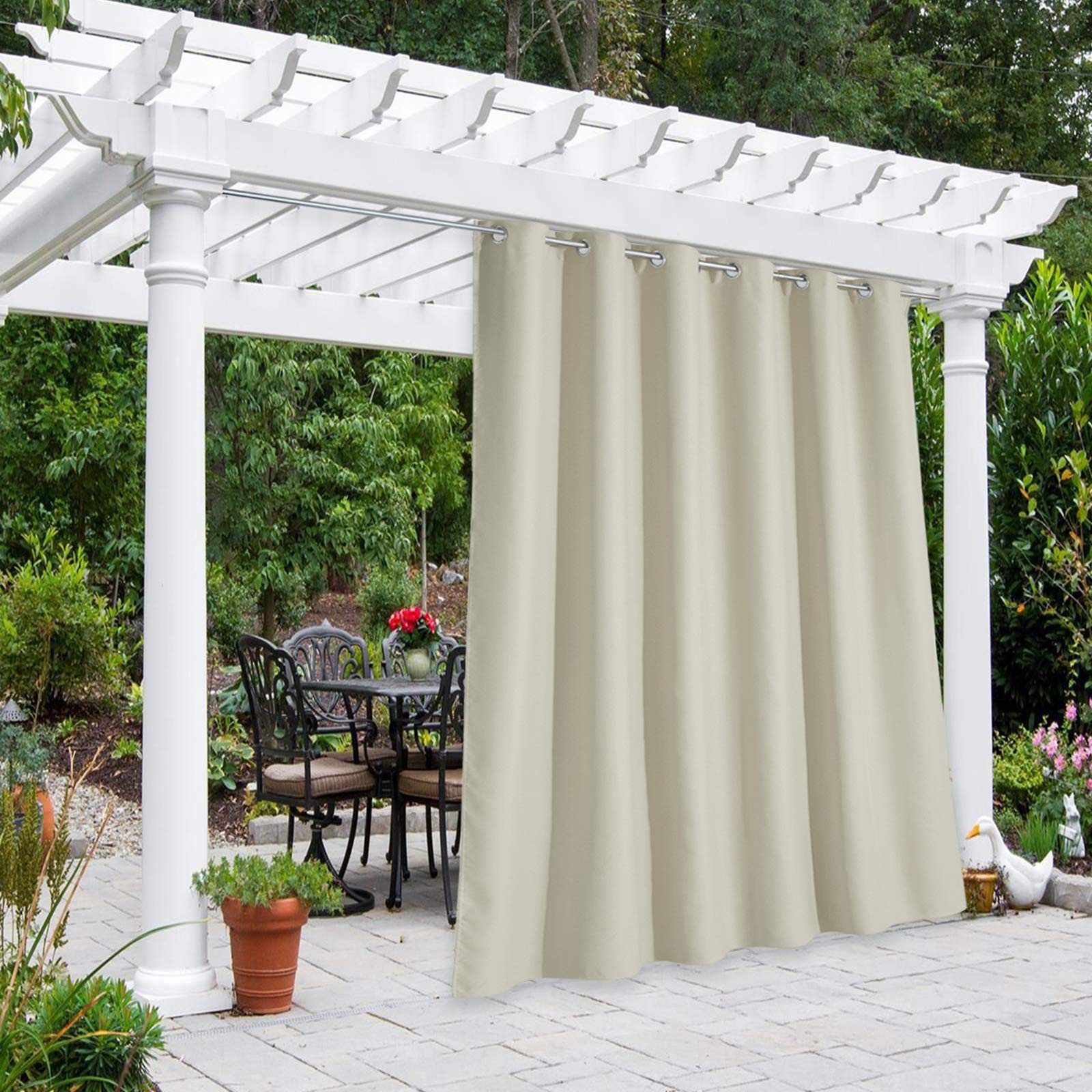 NICETOWN Outdoor Curtains for Patio Waterproof 95" L, Blackout Gazebo Curtain for Pergola/Porch Weatherproof, UV & Privacy Protection Outside Drape, 52" Wide, 1 Panel, Biscotti Beige