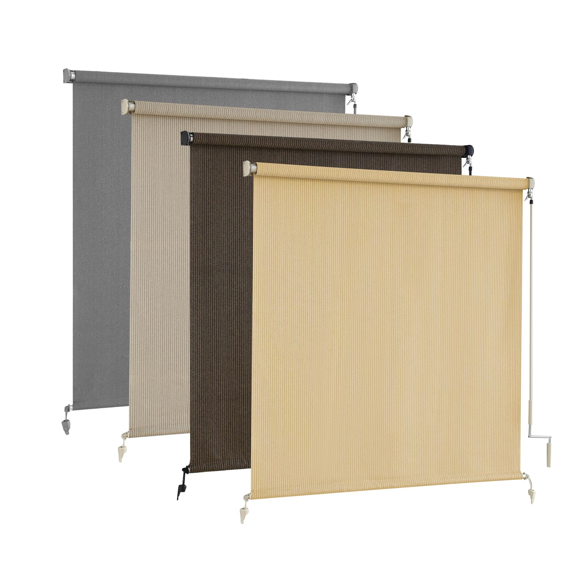 AOSKY Sun Shades Outdoor Patio - Cordless Outdoor Roller Shades for Porch, Roll Up Blinds Cloth for Pergola Balcony Backyard Windows, 96" W x 96" H, Sesame