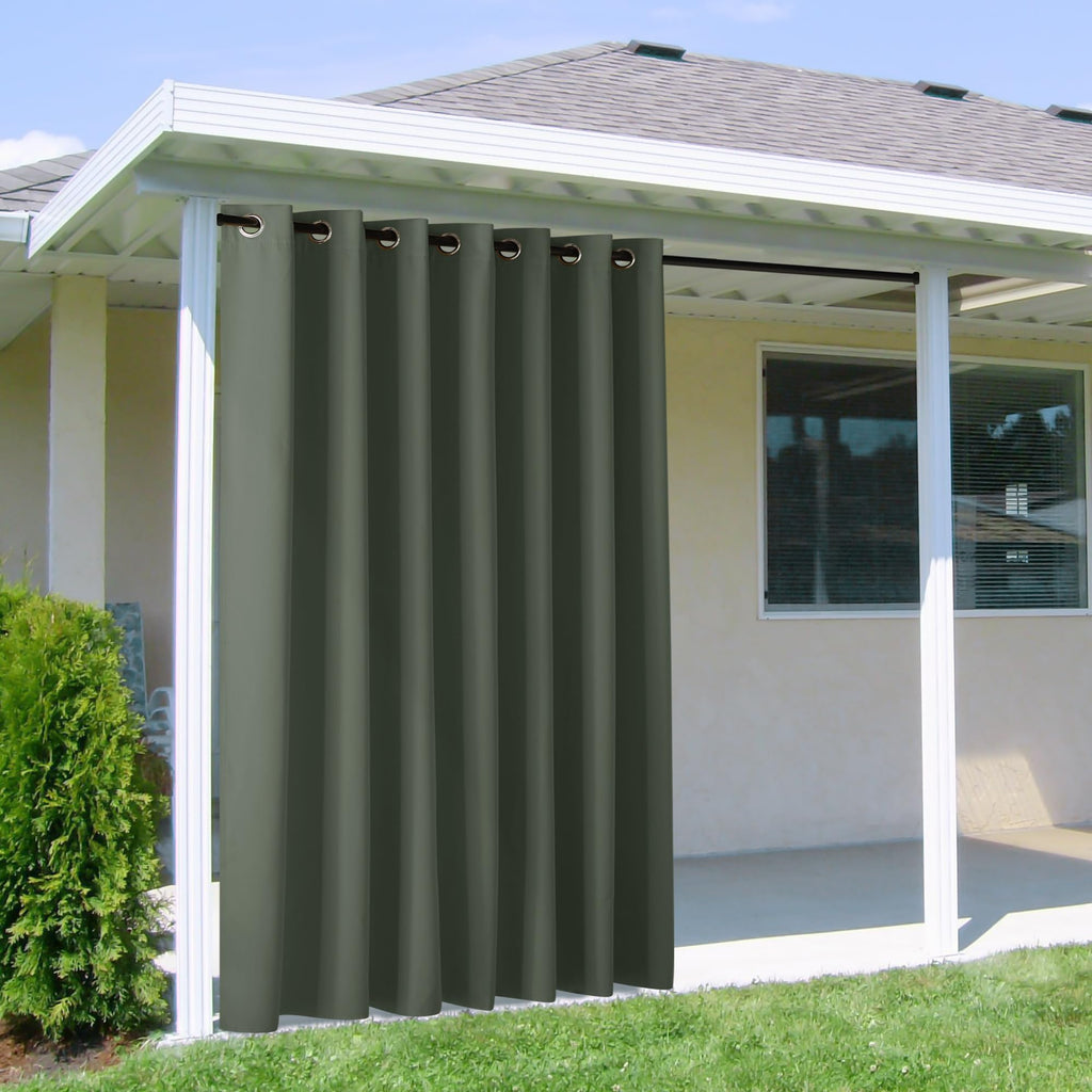 NICETOWN Outdoor Curtains for Patio Waterproof 95" L, Blackout Gazebo Curtain for Pergola/Porch Weatherproof, UV & Privacy Protection Outside Drape, 52" Wide, 1 Panel, Biscotti Beige