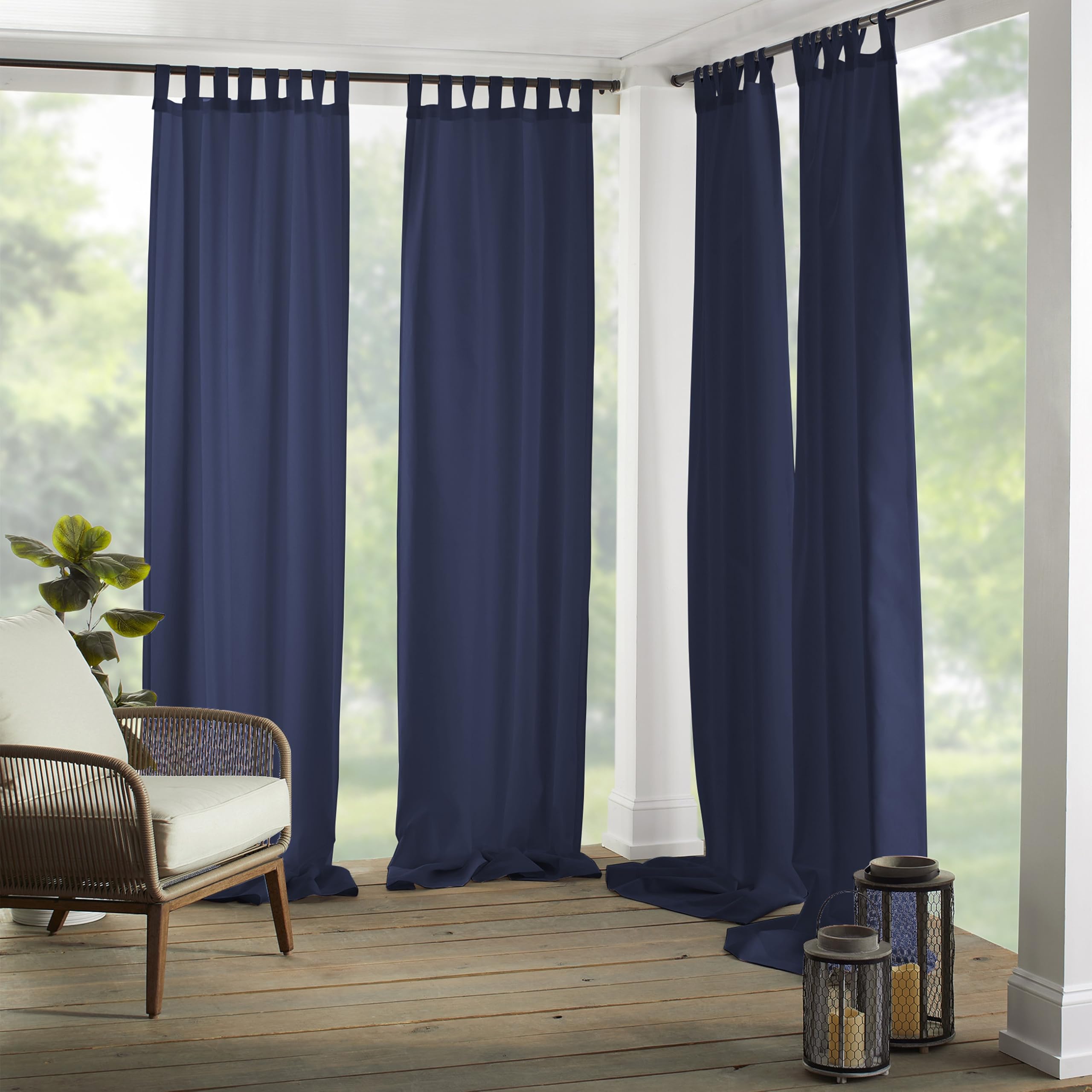 Elrene Home Fashions Matine Weatherproof Tab-Top Indoor/Outdoor Solid Color Curtain Panel for Porch, Pergola, Patio, Deck, 52”W x 84”L, Red