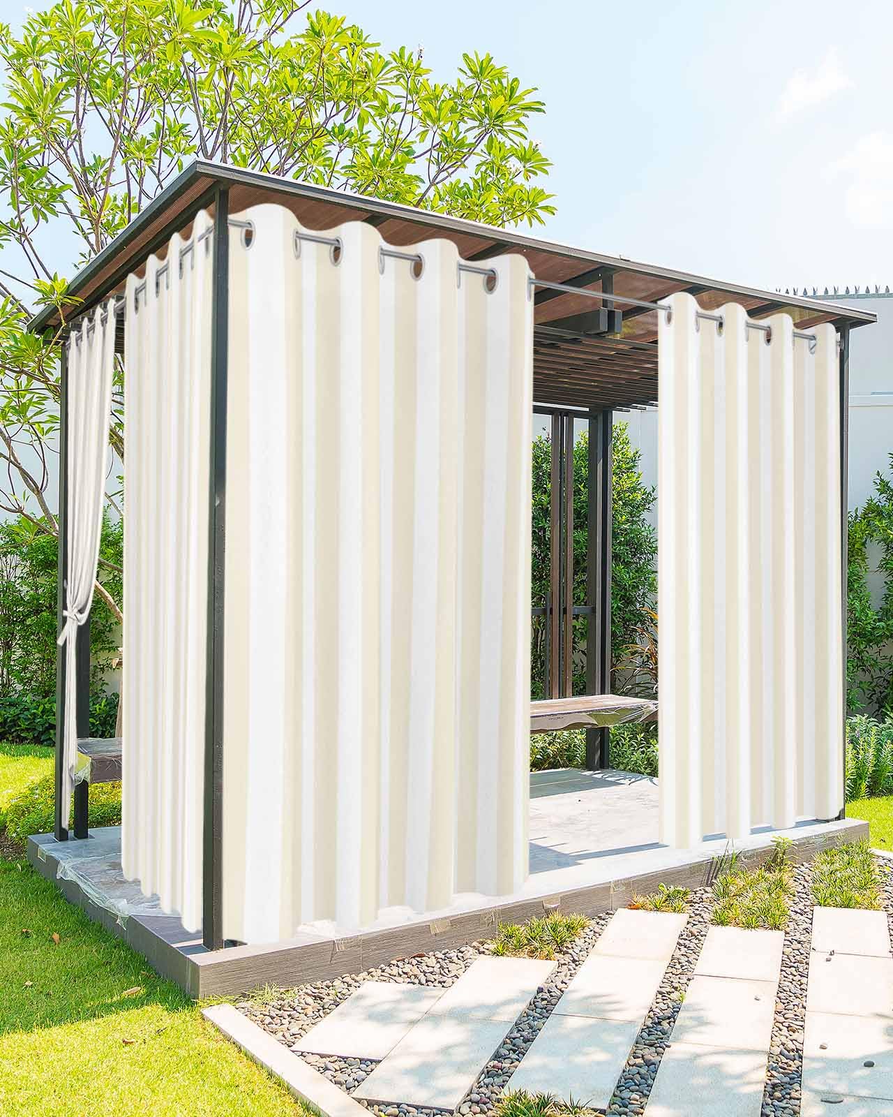Striped Outdoor Curtains for Patio Waterproof Weatherproof,Black and White Outdoor Curtains,Sun Blocking Privacy Grommet Outside Curtains Weighted Drapes for Gazebo Porch Pergola,1 Panel,54W x 108L
