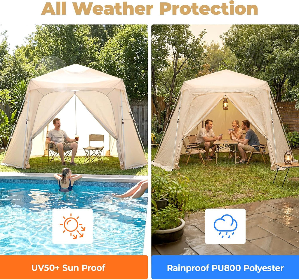 Alvantor® 12' x 12' Pop Up Gazebo, Canopy Tent All Weather & 4-Season Use, 4-Door PVC/Mesh/Polyester Curtain Addable, Top Mesh & Cover Portable Pergolas Pavilion for Patio, Backyard, Deck