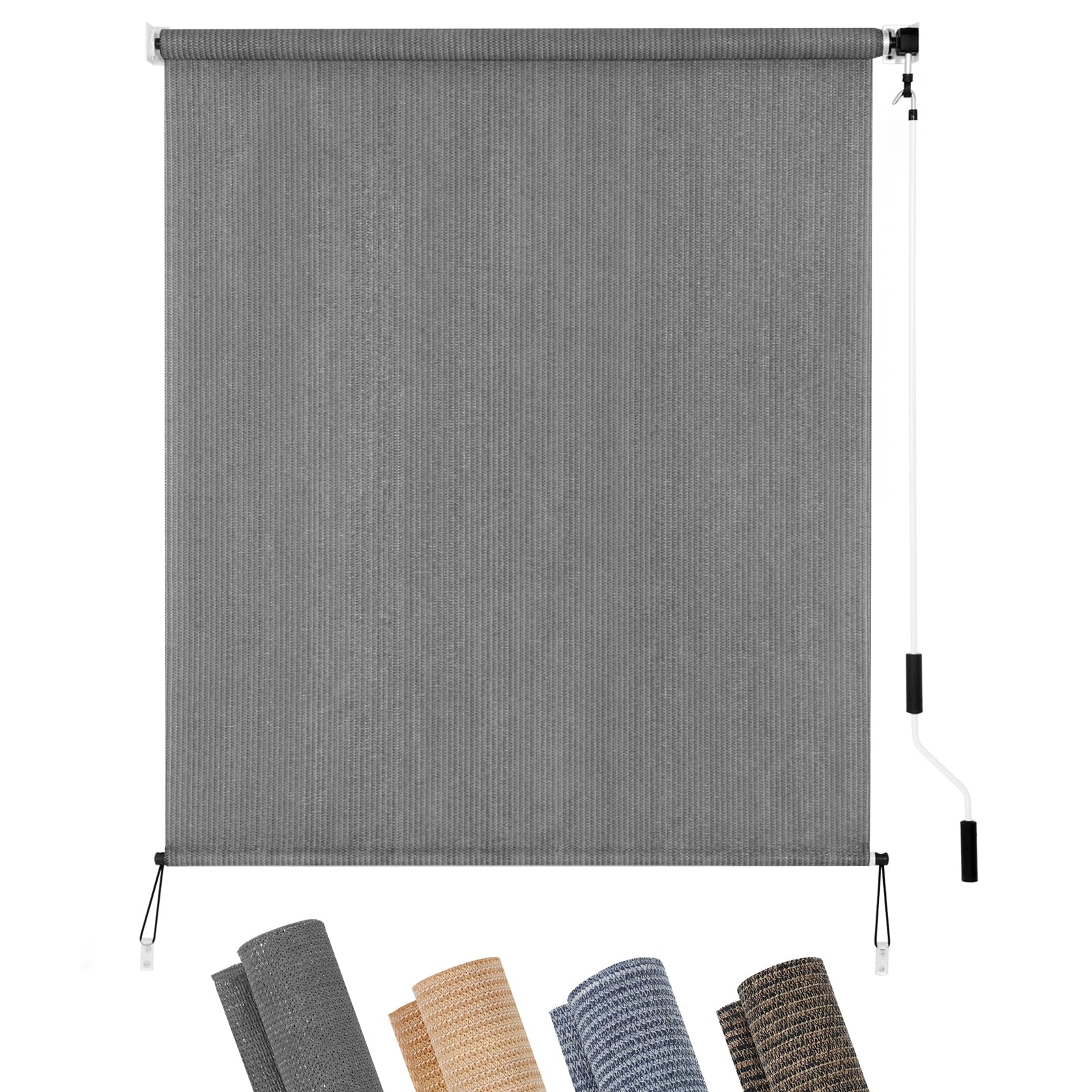 KELIXU Patio Shades Roll Up Outdoor Blind, 6' W x 8' H Cordless Sun Shade Privacy Screen with 90% UV Protection Exterior Roller Shade Cloth for Porch Pergola Backyard Windows Balcony, Walnut