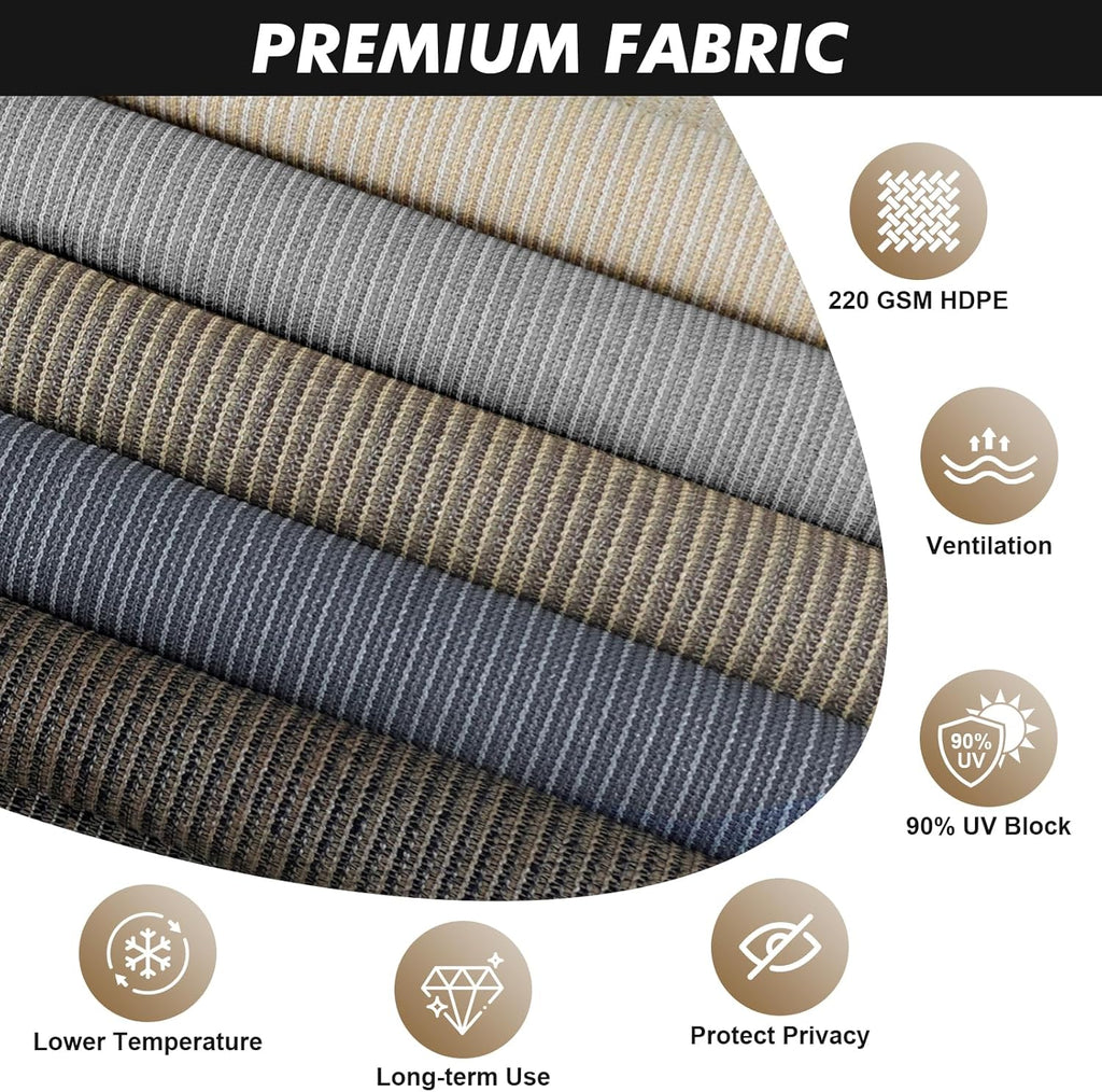 Artpuch Outdoor Roller Shade 8' W x 6' H, Mocha Exterior Cordless Patio Shades Roll Up Blinds with Spliced Pole Design, (2 Poles, One-Piece Fabric)