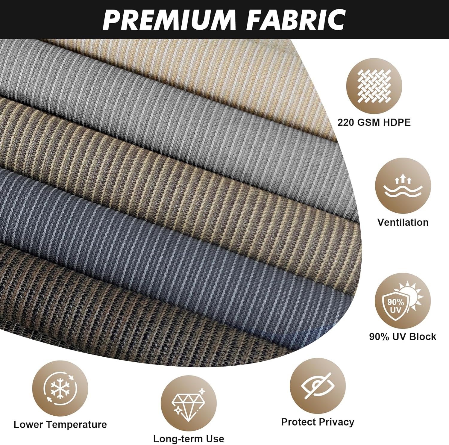 Artpuch Outdoor Roller Shade 8' W x 6' H, Mocha Exterior Cordless Patio Shades Roll Up Blinds with Spliced Pole Design, (2 Poles, One-Piece Fabric)