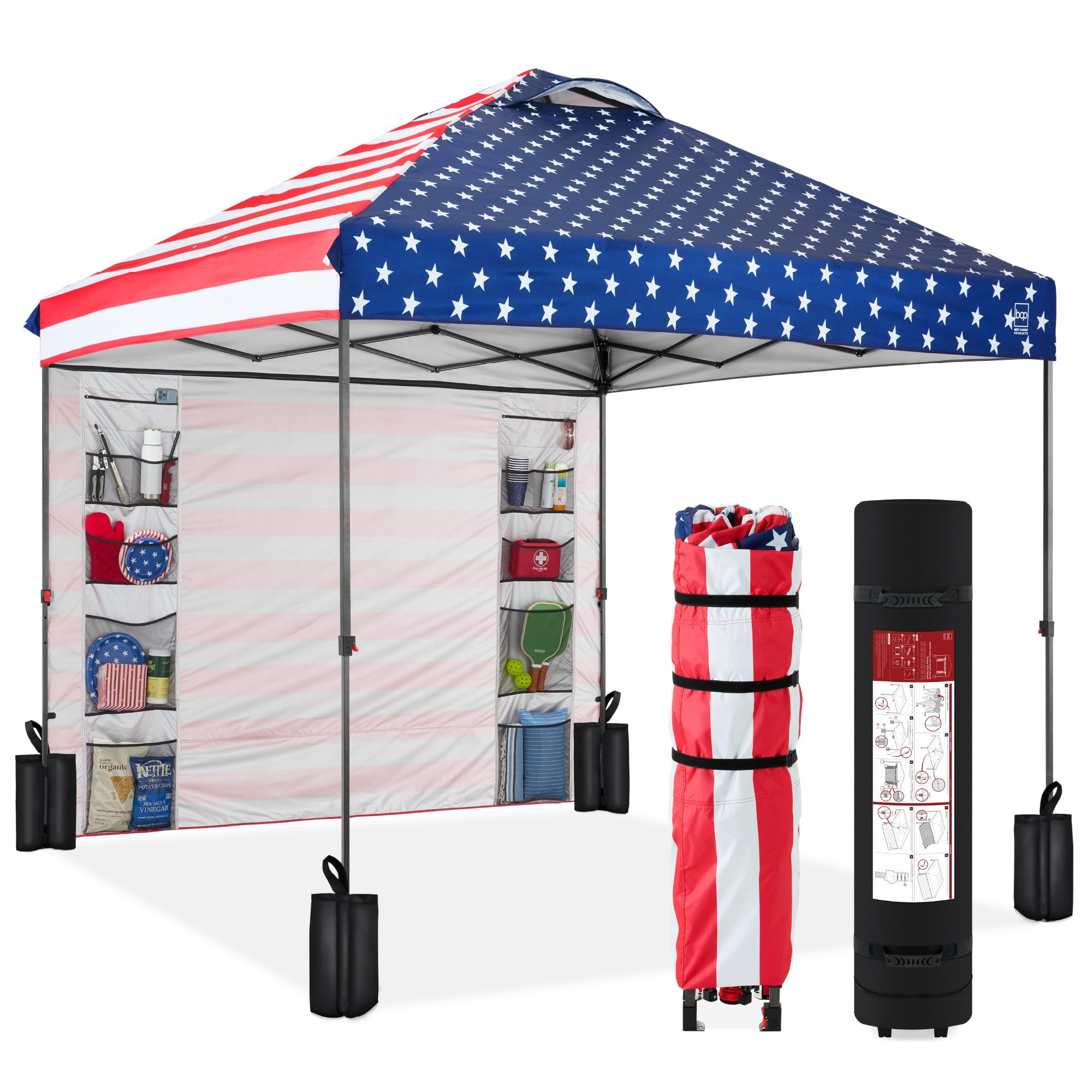 Best Choice Products 10x10ft Pop Up Canopy Tent, Outdoor Shade, 1 Person 1 Minute Set Up, Carry Case, 4 Weight Bags - White