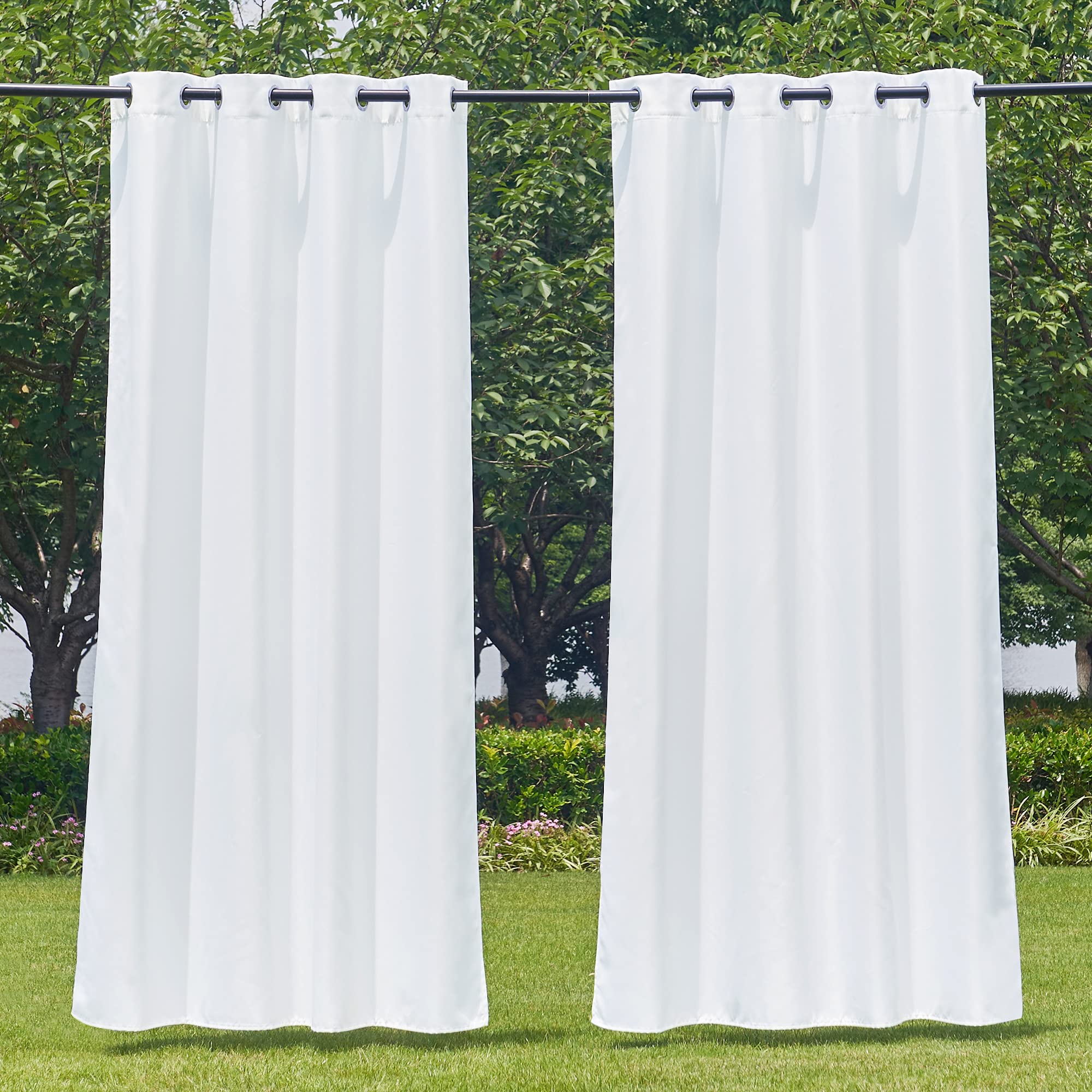 NICETOWN Outdoor Curtains for Patio Waterproof 95" L, Blackout Gazebo Curtain for Pergola/Porch Weatherproof, UV & Privacy Protection Outside Drape, 52" Wide, 1 Panel, Biscotti Beige